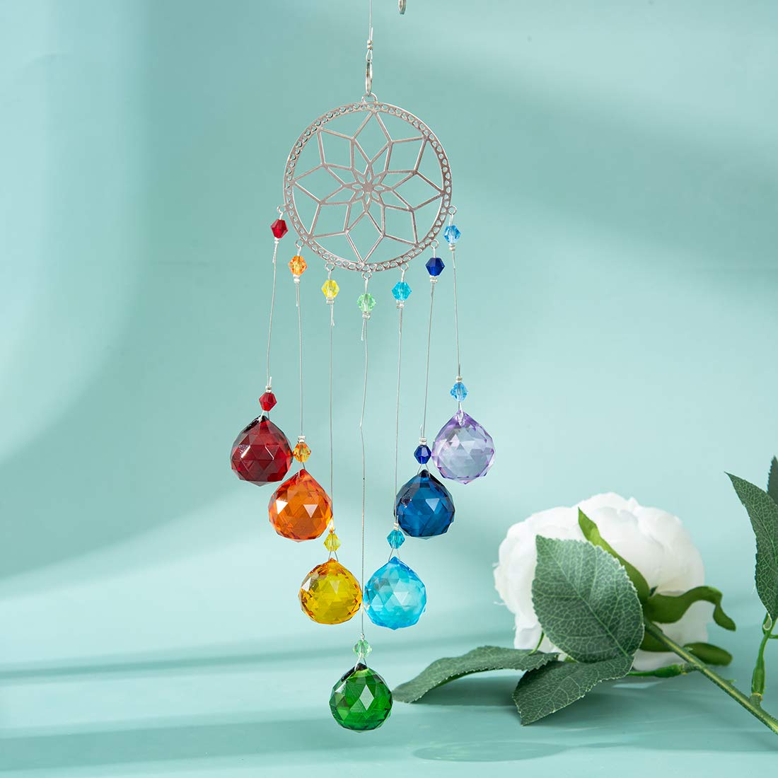 Bauhinia Chakra Crystal Ball Suncatcher - Rainbow Maker for Wedding, Home & Garden Decor - Window Hanging Pendant for Meditation, Feng Shui & Positive Energy