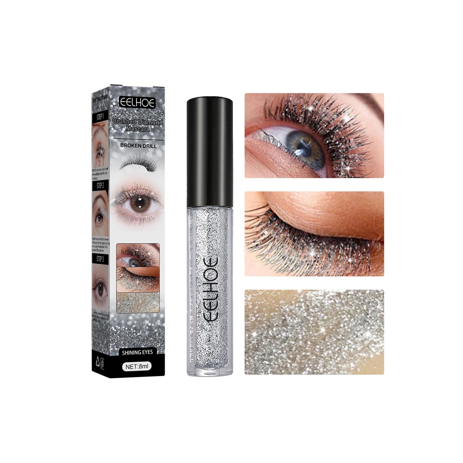 Waterproof Diamond Glitter Mascara - Long Lasting Shiny Sparkling Lash Makeup for Daily Wear, Cosplay, Party & Wedding | Perfect for Night Out, Special Events & Festival Makeup Looks