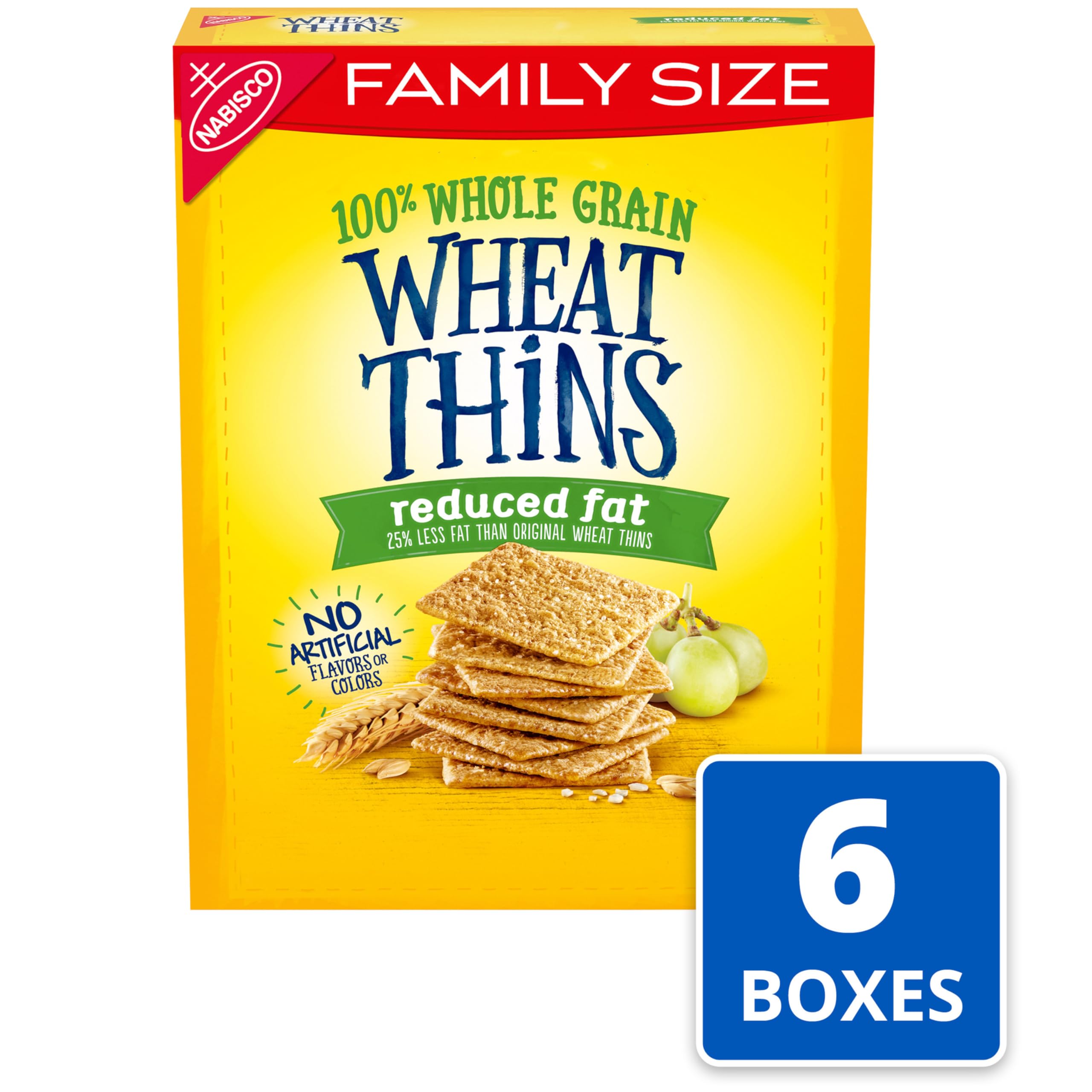 Wheat Thins Reduced Fat Whole Grain Wheat Crackers - Healthy Snacks for Adults & Kids - Family Size Bulk Pack (6-12.5 oz Boxes) - Perfect for School Lunches, Office Snacks & Party Platters