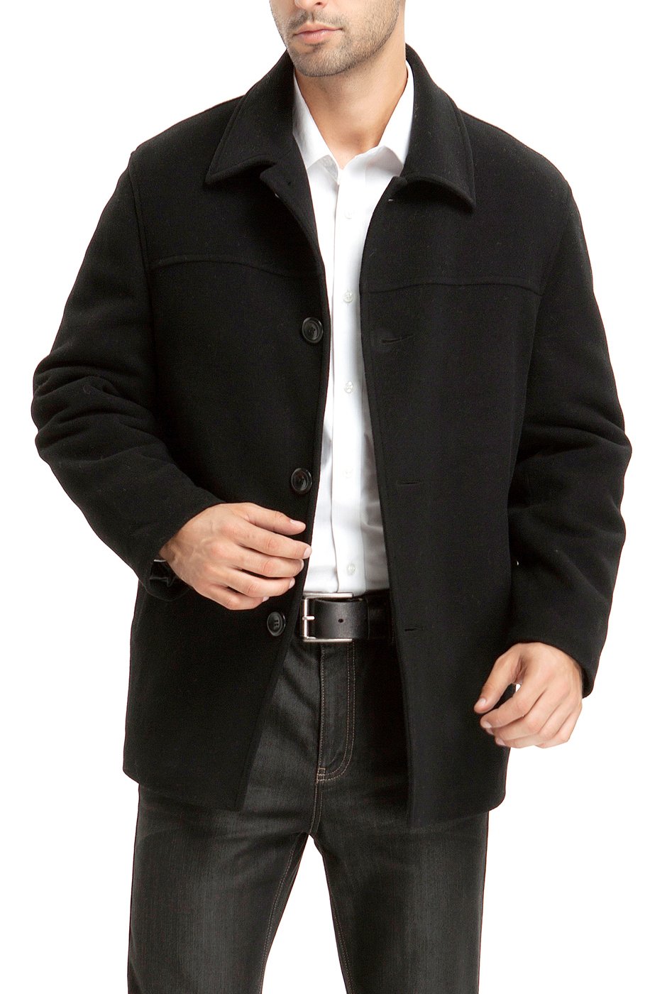 BGSD Men's Matthew Wool Blend Single Breasted Walking Car Coat - Classic Winter Overcoat for Business & Casual Wear (Available in Big & Tall Sizes) - Perfect for Office Commute, Travel & Outdoor Activities