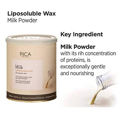 RICA Milk Liposoluble Hard Wax for Women - Sensitive Skin Friendly, 800ml - Painless Hair Removal for Legs, Arms, Bikini & Face at Home