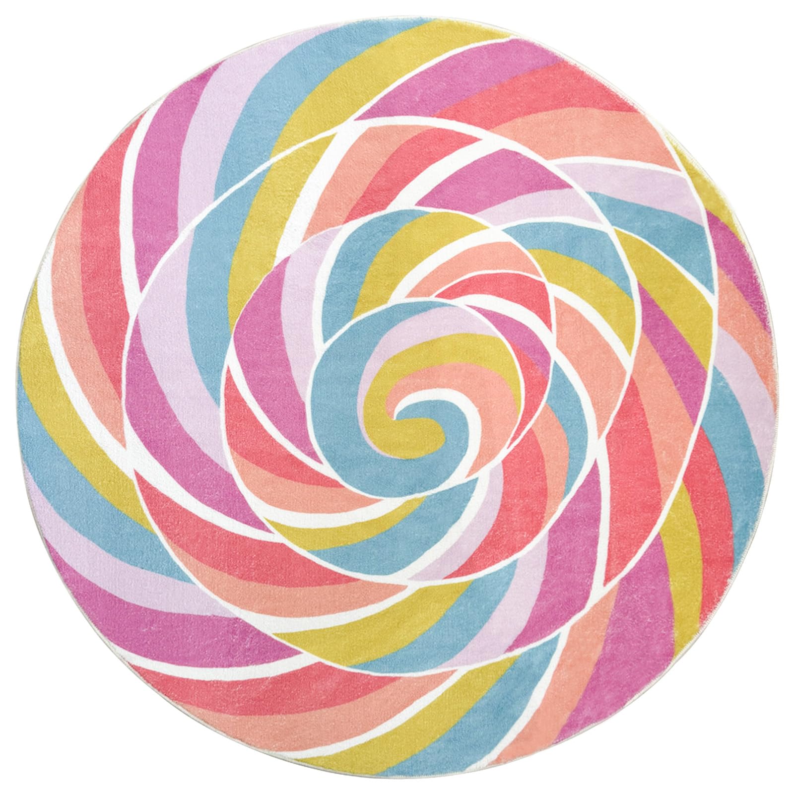 6Ft Round Rainbow Lollipop Kids Play Mat - Non-Slip Nursery Rug for Girls Bedroom, Classroom & Playroom - Large Circle Candy Themed Carpet for Children's Room Decor & Candyland Party Decorations - Perfect for Playtime, Learning Activities & Birthday Celebrations