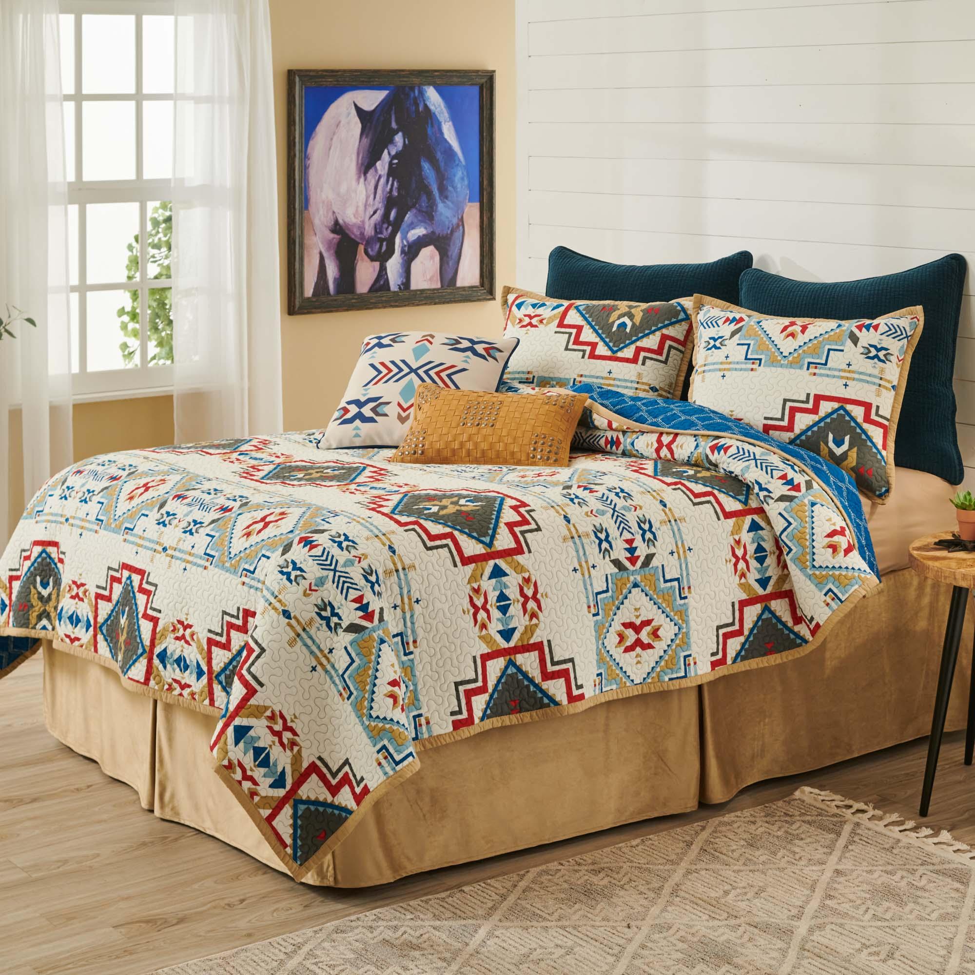 Desert Oasis Quilt - Lightweight Summer Bedding, Breathable Cotton Cover, Boho Chic Home Decor for Bedroom, Living Room or Outdoor Picnics
