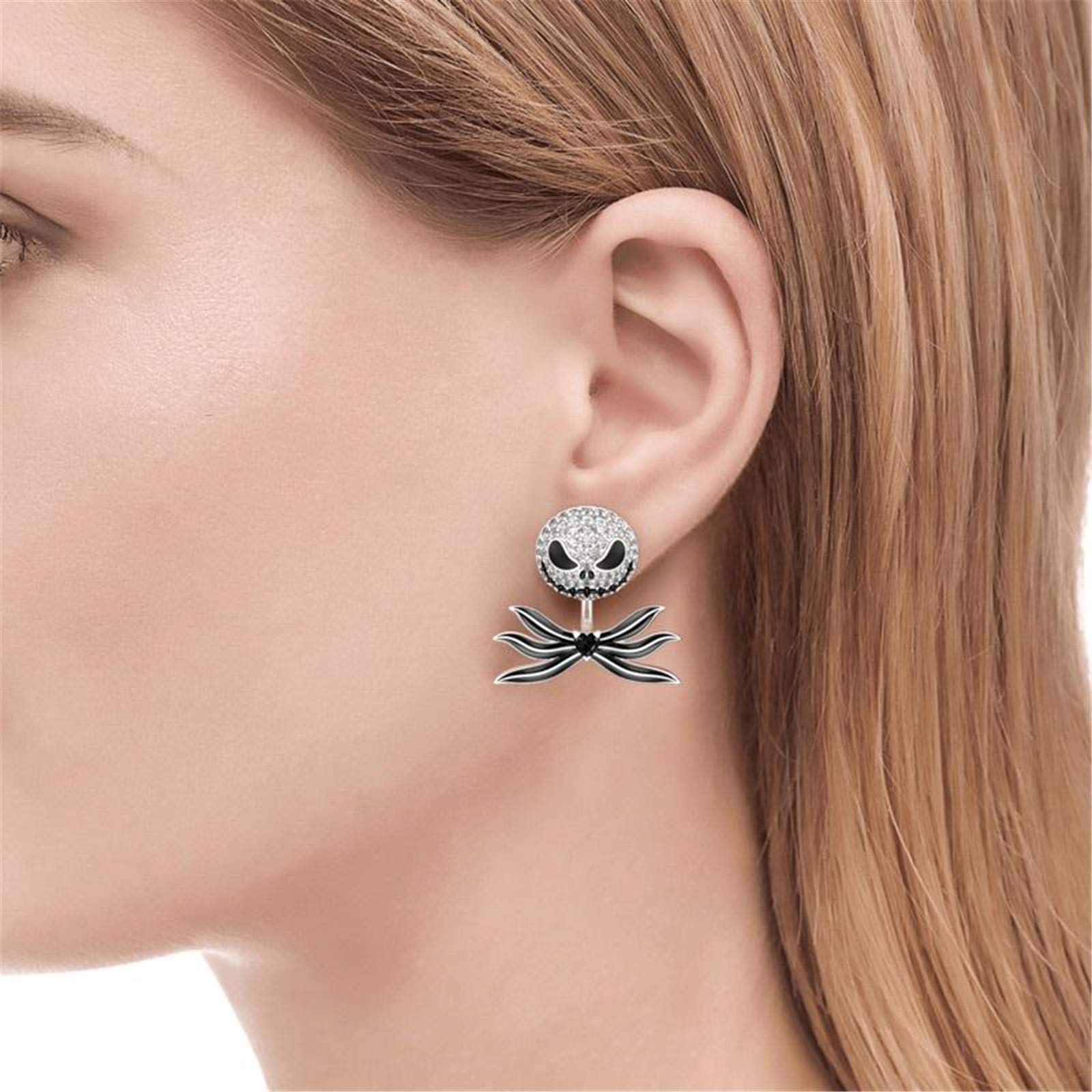 Jeulia Bat Bow Tie Skull Heart Cut Sterling Silver Earrings for Women - Halloween, Christmas, Birthday Gift for Bride, Friend, Wife - Elegant Jewelry Box Included - Perfect for Parties, Weddings & Gothic Fashion