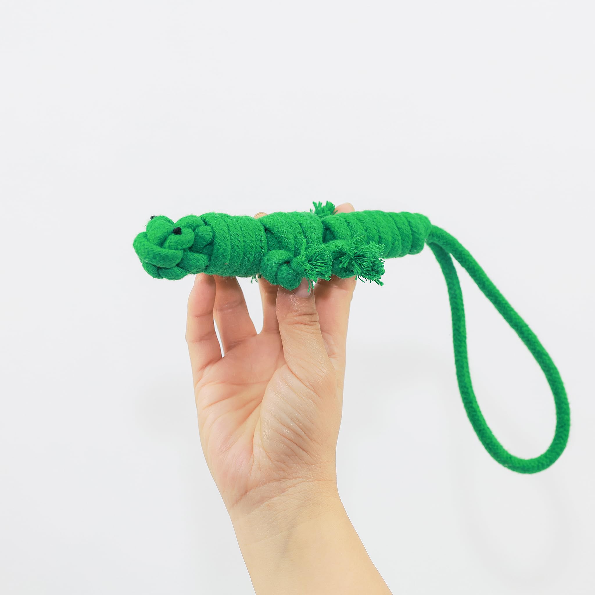 Eco-Friendly Handmade Green Lizard Rope Dog Toy - Durable Tug of War Chew Toy for Small Dogs & Puppies | Sustainable Pet Gift for Playtime, Training & Bonding Activities