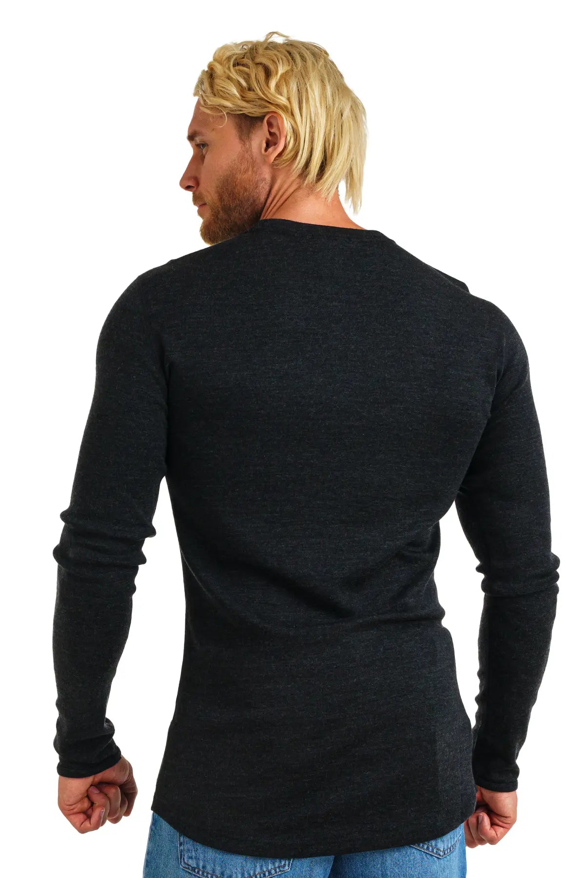 Premium Men's Merino Wool Long Sleeve Base Layer Shirt - 320 GSM, Charcoal Grey - Ideal for Hiking, Skiing & Cold Weather Outdoor Activities