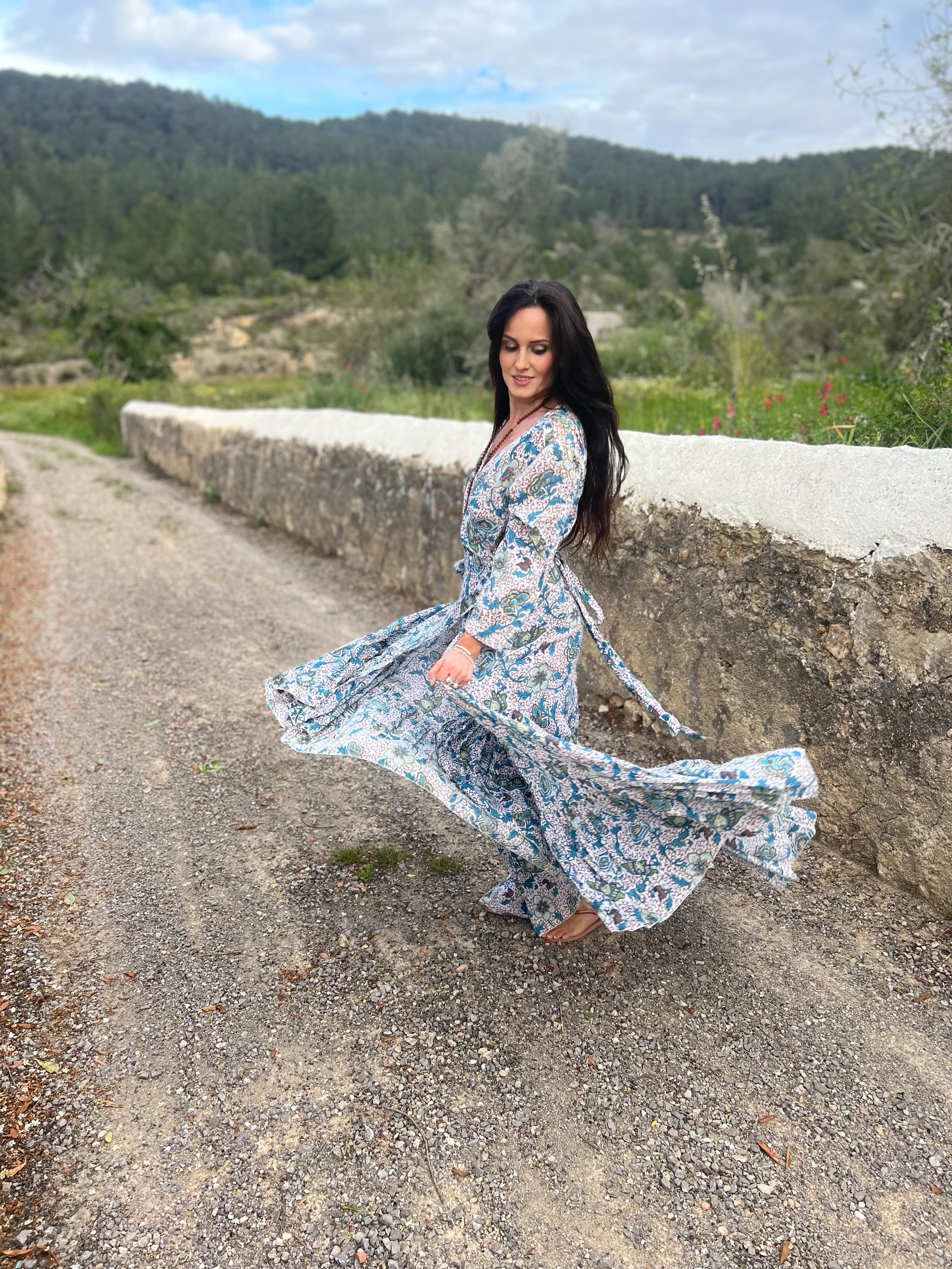 Turquoise Goddess Dress for Women | Boho Chic Style | Perfect for Beach Parties, Festivals & Summer Vacations