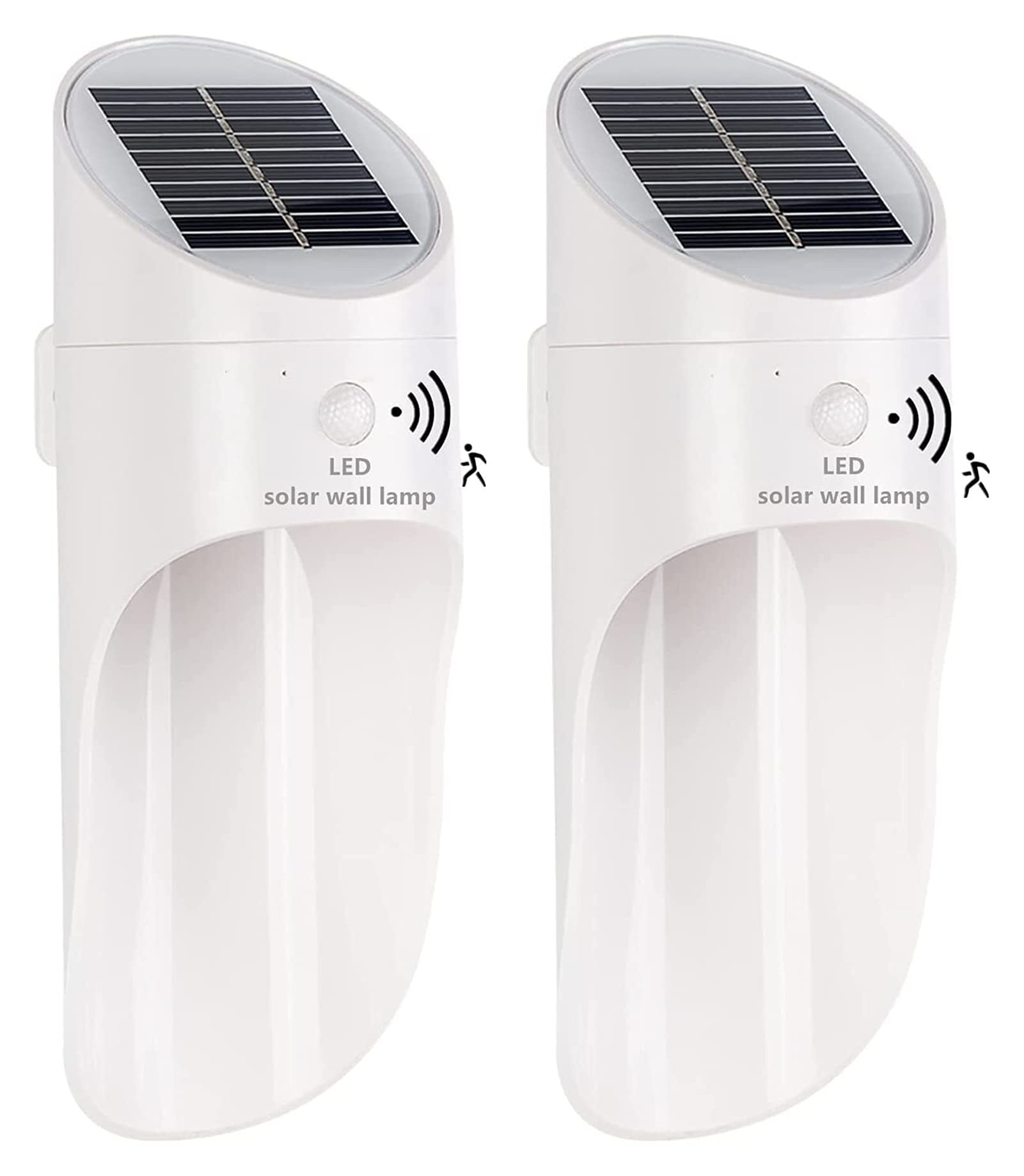 2 Pack Solar LED Motion Sensor Outdoor Wall Lights - Dusk to Dawn Waterproof Exterior Light Fixtures for Garage, Front Door, Porch, Backyard - Wall Mount Lantern Sconce Lighting for Home Security & Energy Savings