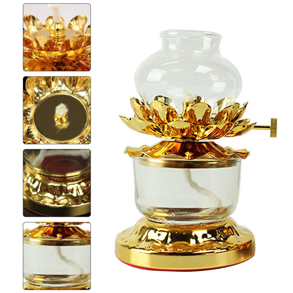 KESYOO Buddha Lamp - Windproof Butter Lamp with Lotus Design, Ghee Candle Holder for Meditation, Yoga & Home Decor - Perfect for Buddhist Altars, Room & Desktop Decoration