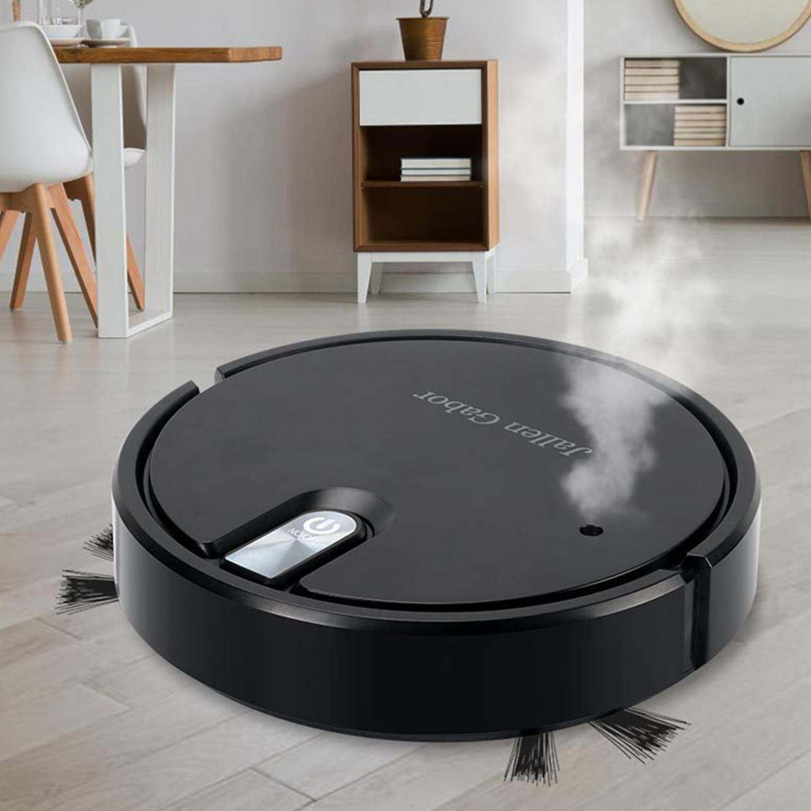 Smart Vacuum Cleaner - Ultra-Thin, Low Noise, Wet & Dry Dual Mode Robot Mop - Automatic Floor Cleaning & Carpet Sweeping - Ideal for Hardwood, Tile & Pet Hair (White)