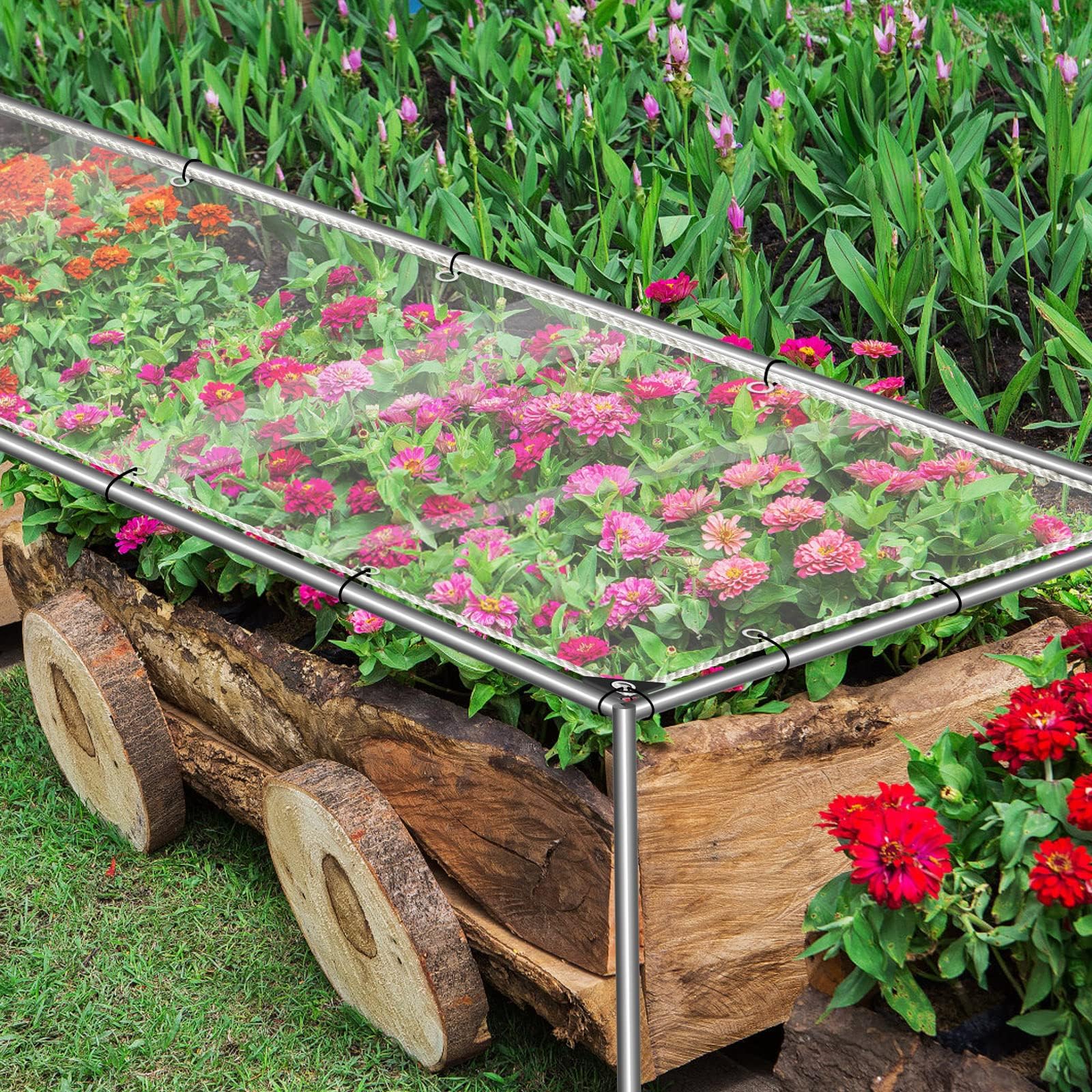 Heavy Duty Clear PVC Vinyl Tarpaulin - Waterproof, UV Resistant, Reinforced Edges with Grommets & Ropes - Tear-Resistant Transparent Cover for Greenhouse, Patio, Garden, Outdoor Use - Perfect for Weather Protection, Camping, and Temporary Shelters