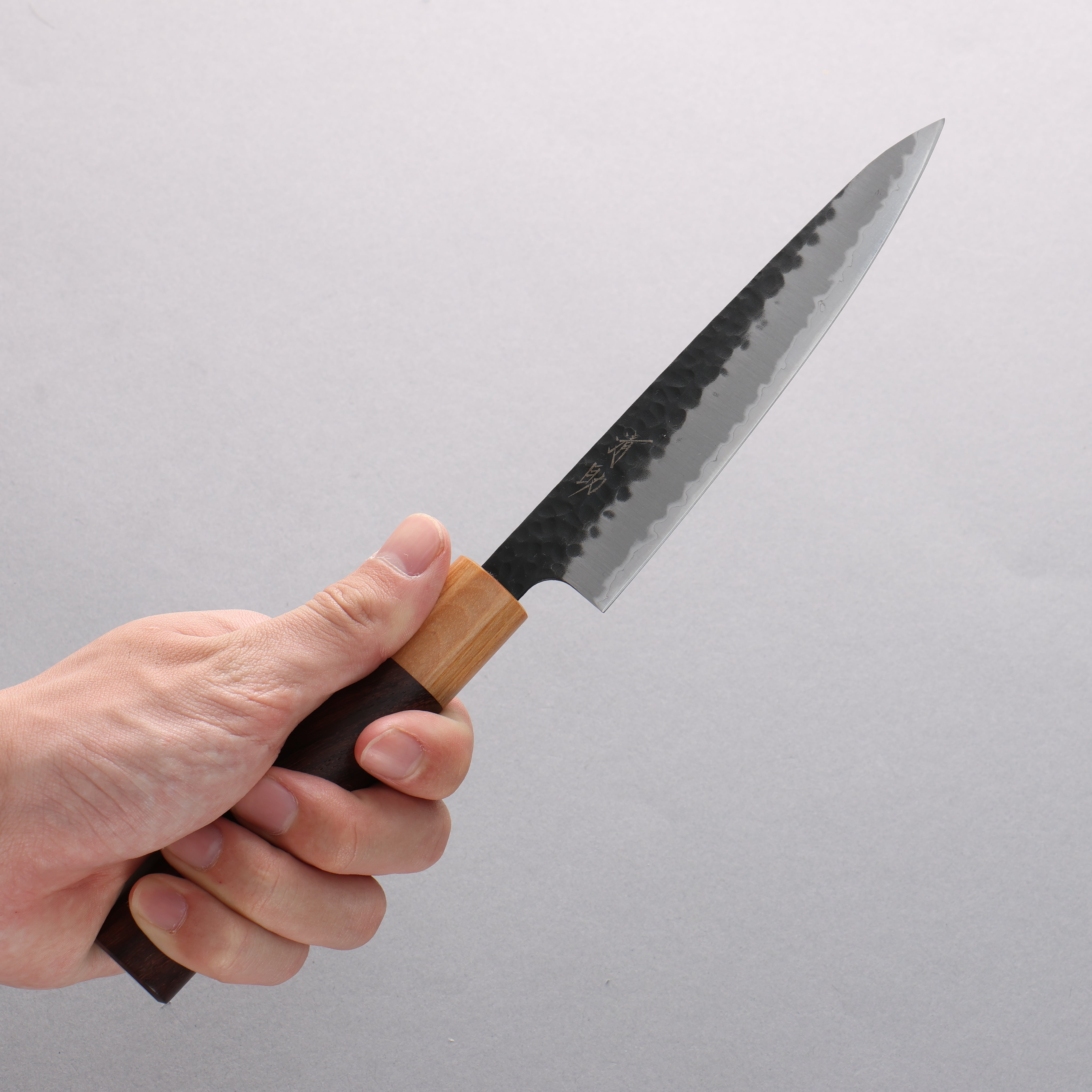Premium Seisuke Shitan Blue Super Hammered Kurouchi Petty Utility Knife 135mm - Japanese Kitchen Knife with Ergonomic Shitan Handle for Slicing, Peeling & Precision Cutting - Perfect for Chefs & Home Cooks