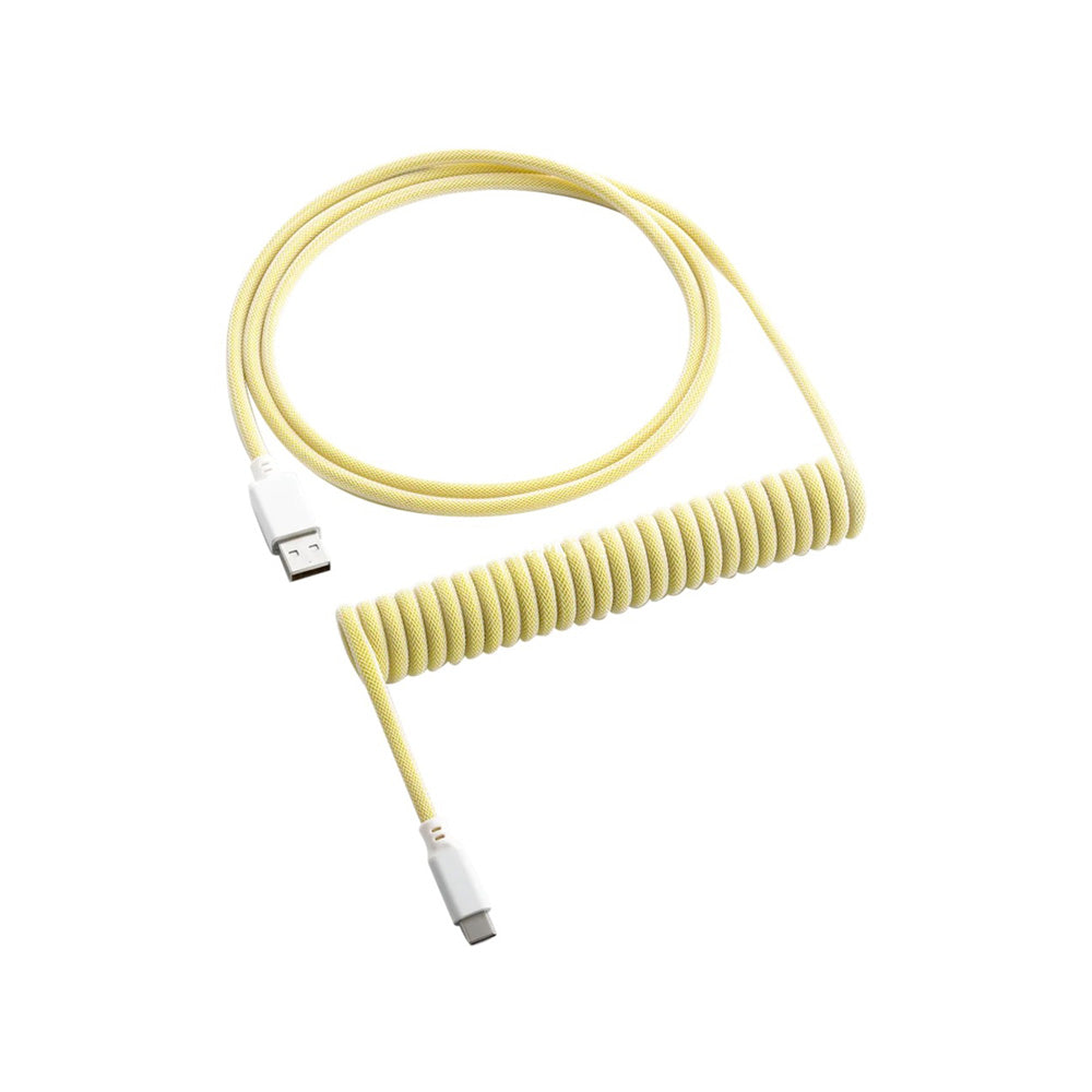 CableMod Classic Coiled Keyboard Cable - USB A to C Braided Nylon Cord - Lemon Ice Color for Mechanical Gaming Keyboards (Perfect for Home Office & Gaming Setup)