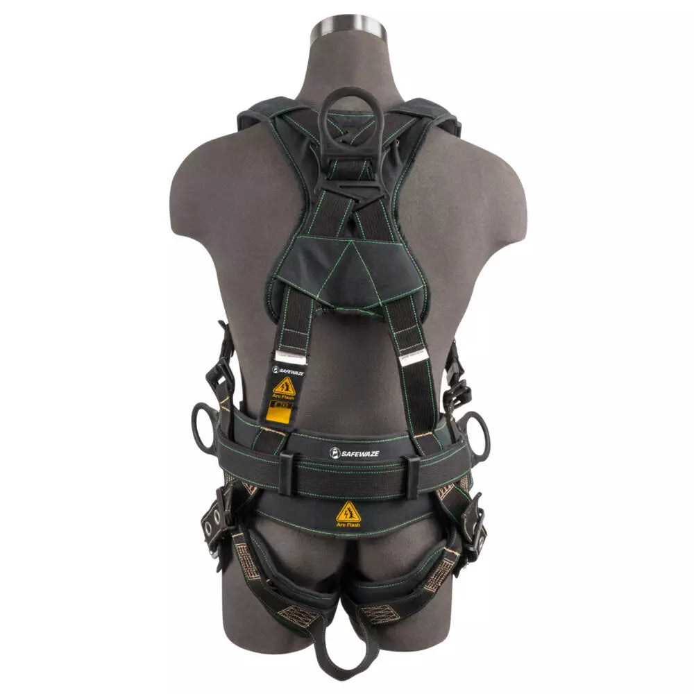 Arc Flash Construction Safety Harness - DE 3D Back Support, DE QC Chest Strap, TB Leg Straps for Fall Protection | OSHA Compliant Work at Heights Gear for Roofing & Industrial Use