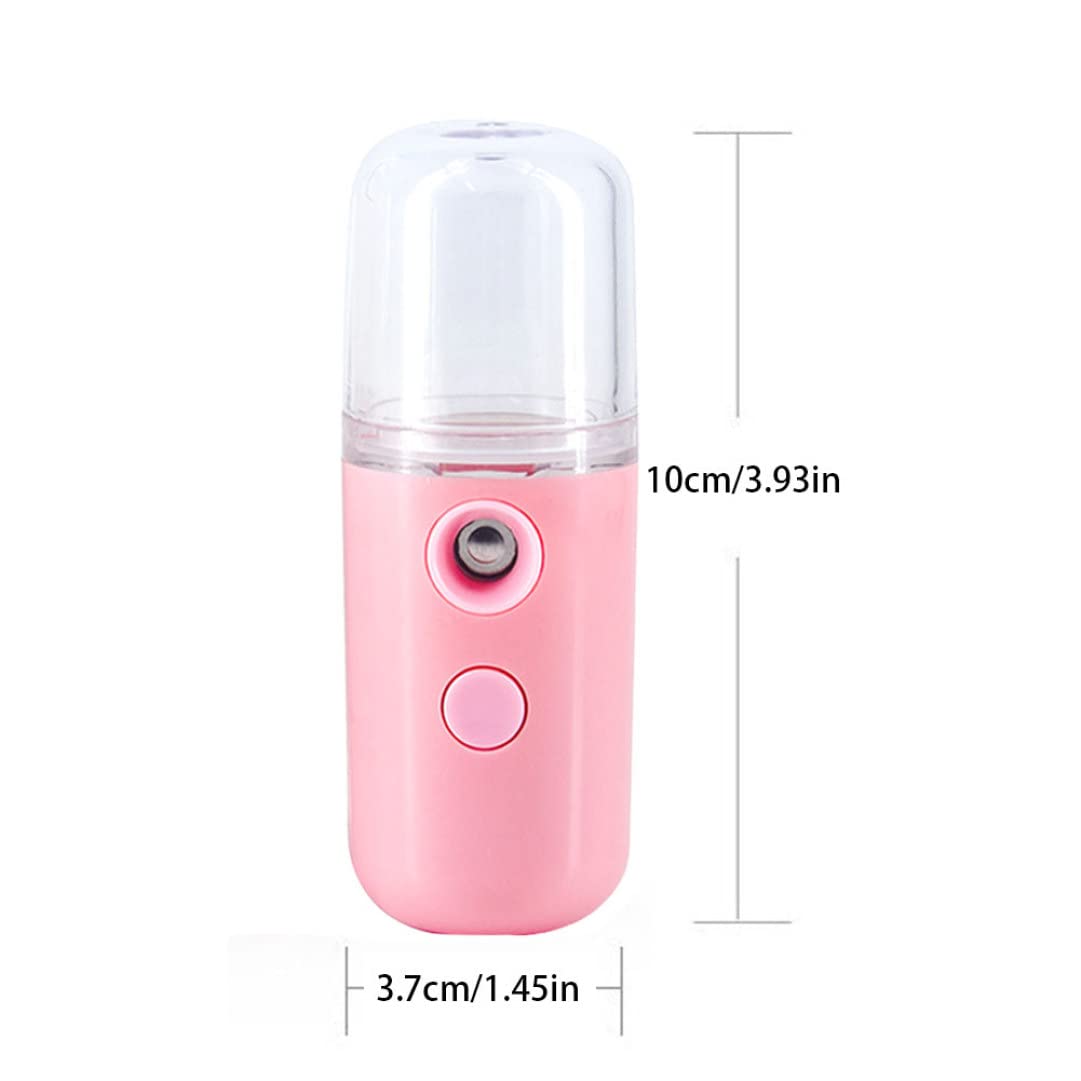 Portable Nano Facial Mister Sprayer - USB Rechargeable Mini Face Steamer & Hydrating Mist Machine for Skin Care | Cooling Face Spray for Dry Skin, Makeup Setting & On-The-Go Hydration (Pink)