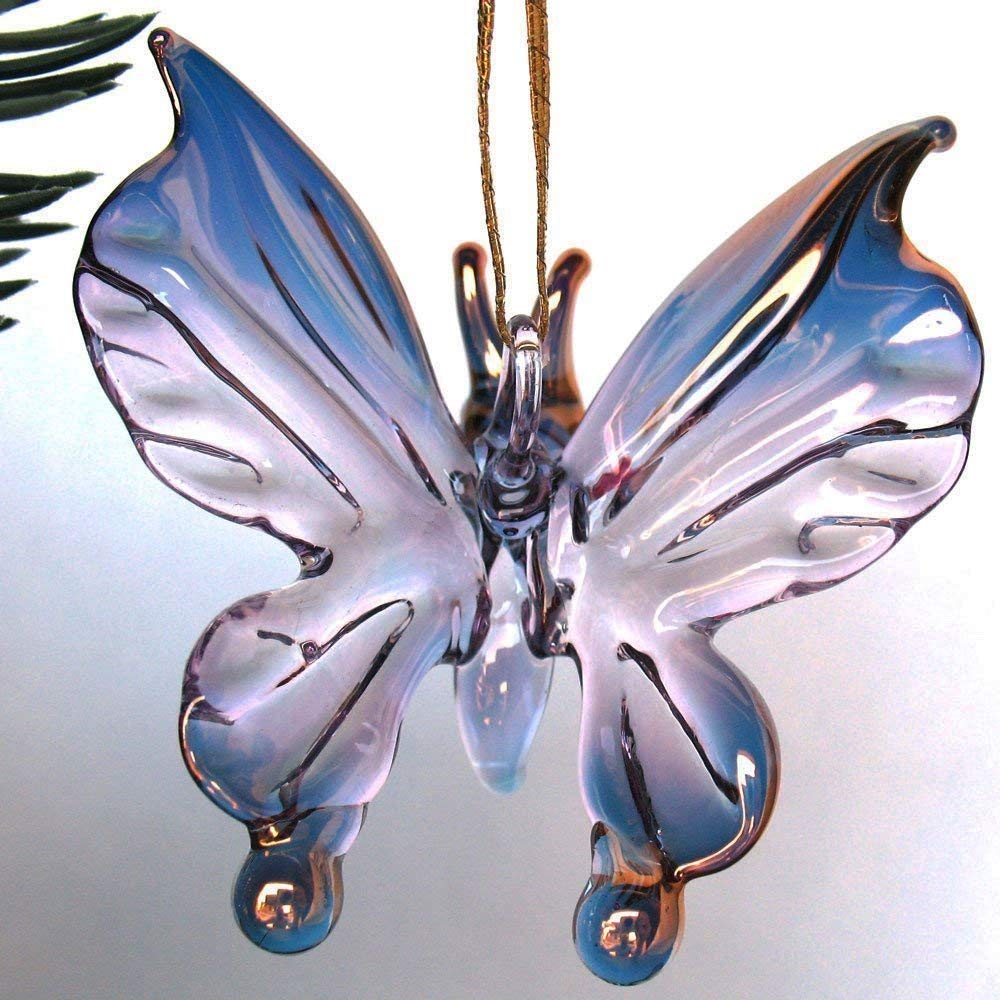 Hand Blown Glass Butterfly Christmas Ornament - Elegant Holiday Tree Decoration for Home, Party & Festive Decor
