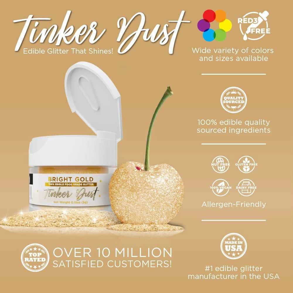 Wholesale Bright Gold Tinker Dust® Glitter for Crafts, DIY Projects, and Party Decorations | Premium Cosmetic Grade Glitter for Nails, Makeup, and Art Supplies
