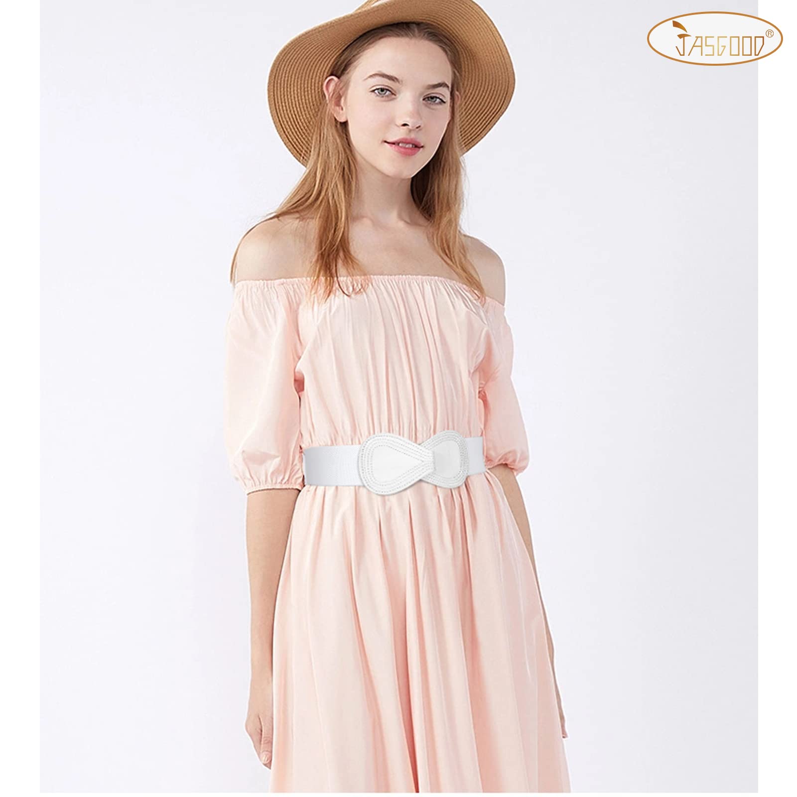 JASGOO Vintage Wide Elastic Waist Belt for Women - Stretchy Dress Belt - Perfect for Dresses, Skirts & High-Waisted Outfits