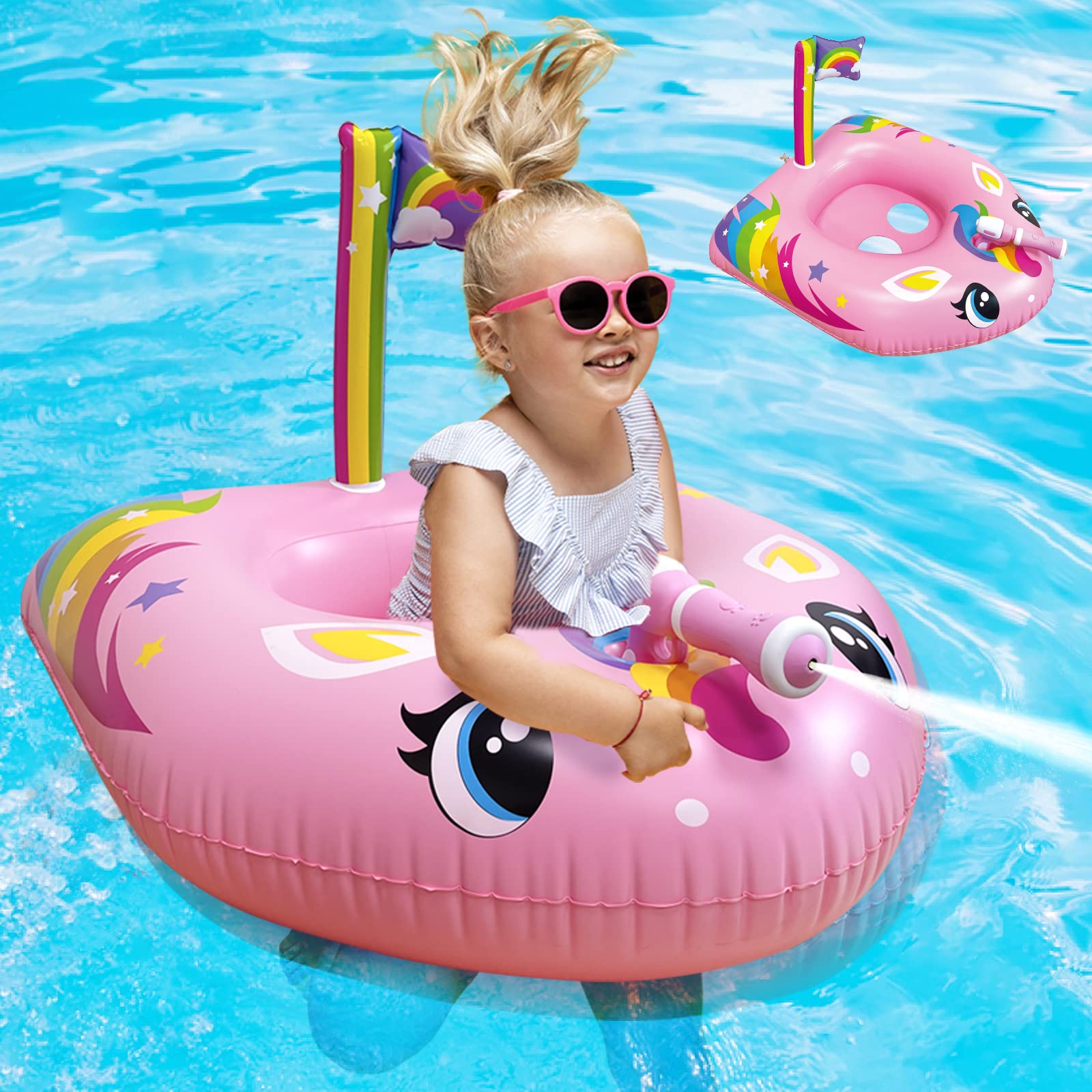 **Inflatable Kids Pool Float with Water Gun - Fun Swimming & Beach Toys for Toddlers Ages 3-8 | Summer Water Battle Games, Party Raft & Ride-On Floaties for Boys & Girls | Perfect for Pool Parties, Beach Trips & Backyard Fun**