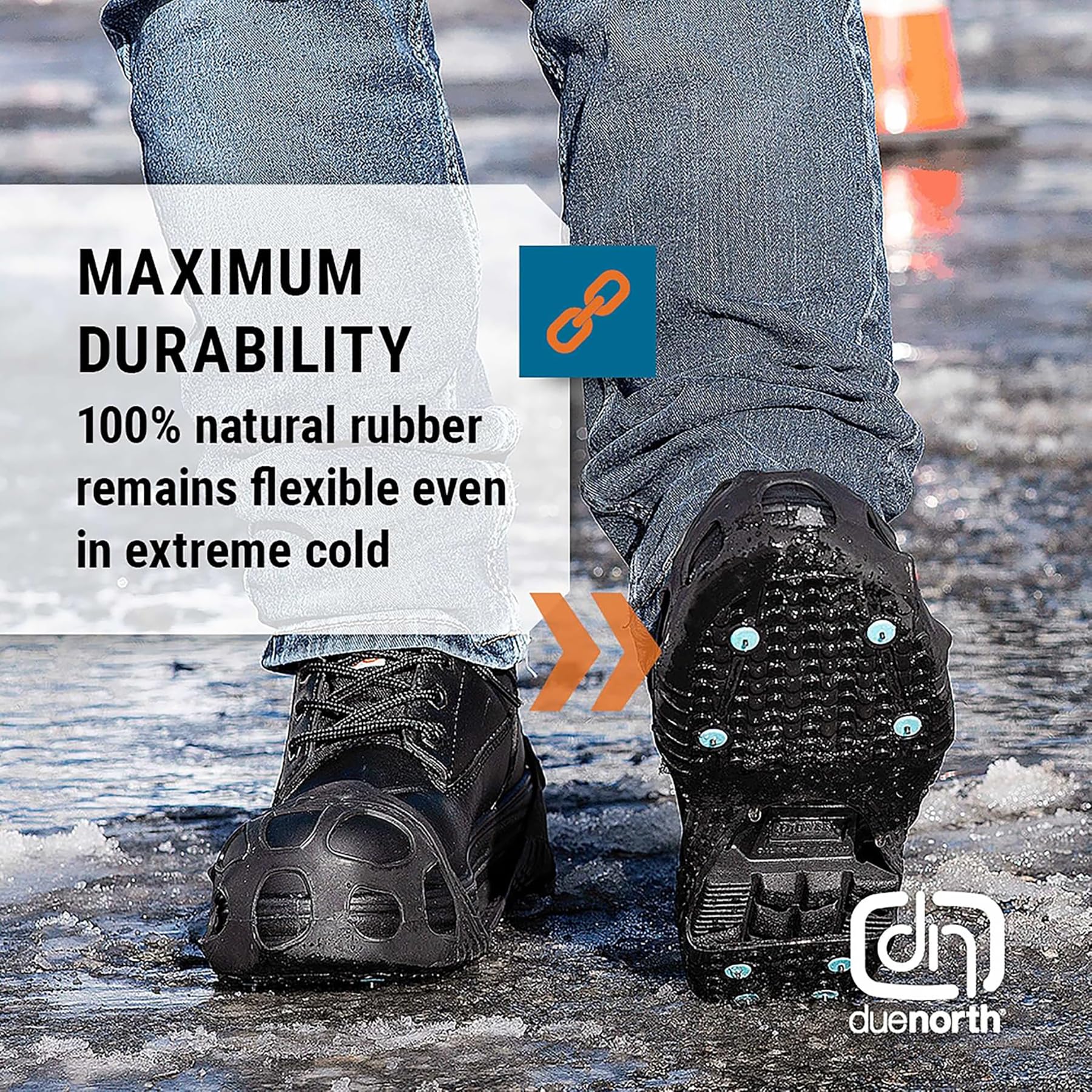 All-Purpose Industrial Ice Cleats for Men & Women - 16-Spike Traction Aids for Walking & Working on Snow & Ice - Perfect for Construction, Mail Delivery & Winter Hiking