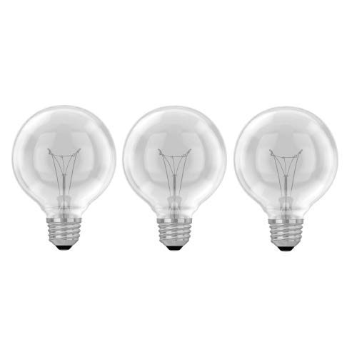 25-Watt G25 Globe Incandescent Light Bulbs - 2x Longer Life, Clear Glass (3-Pack) - Perfect for Chandeliers, Bathroom Vanities & Decorative Fixtures