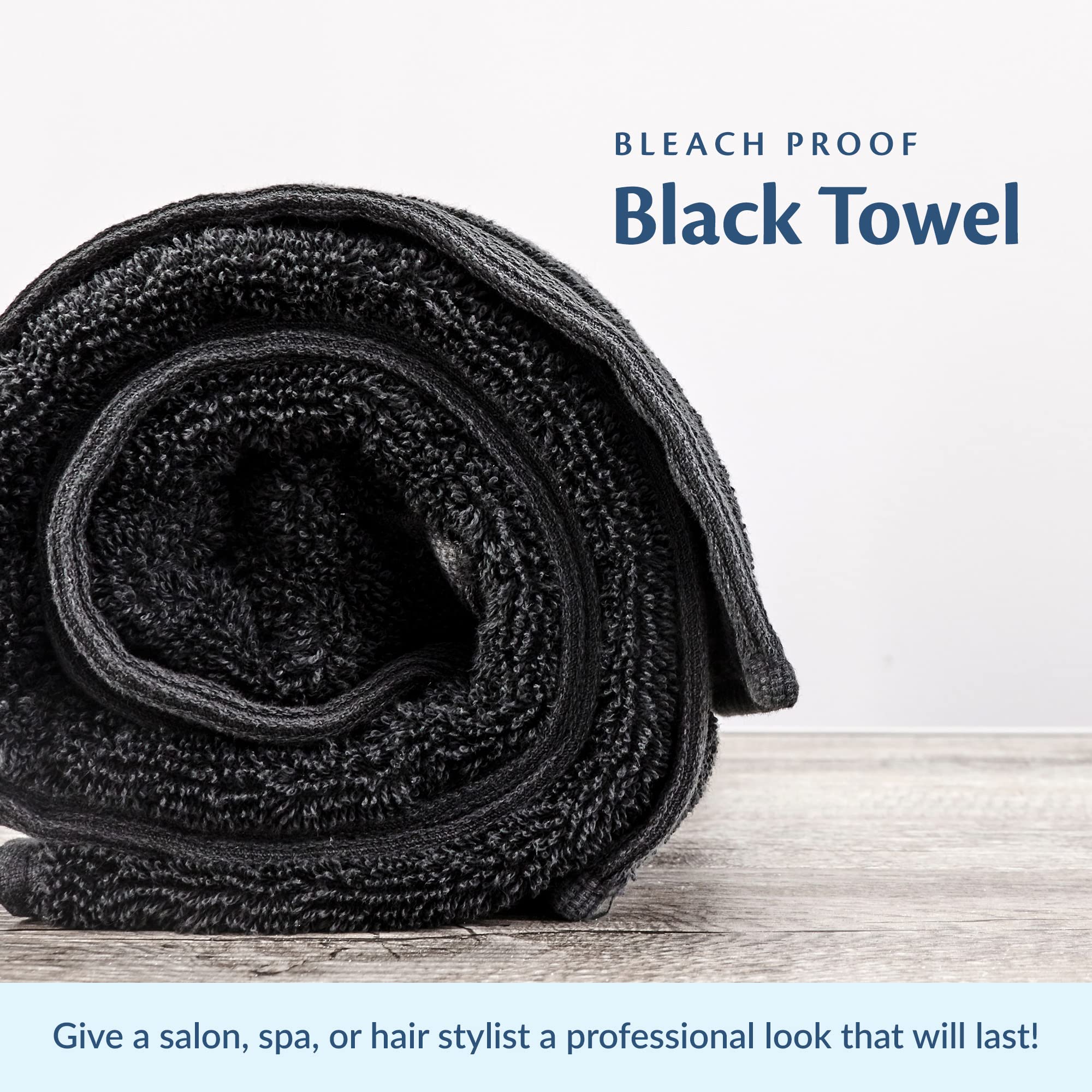 48 Pack Black Bleach Proof Towels - 100% Cotton 16