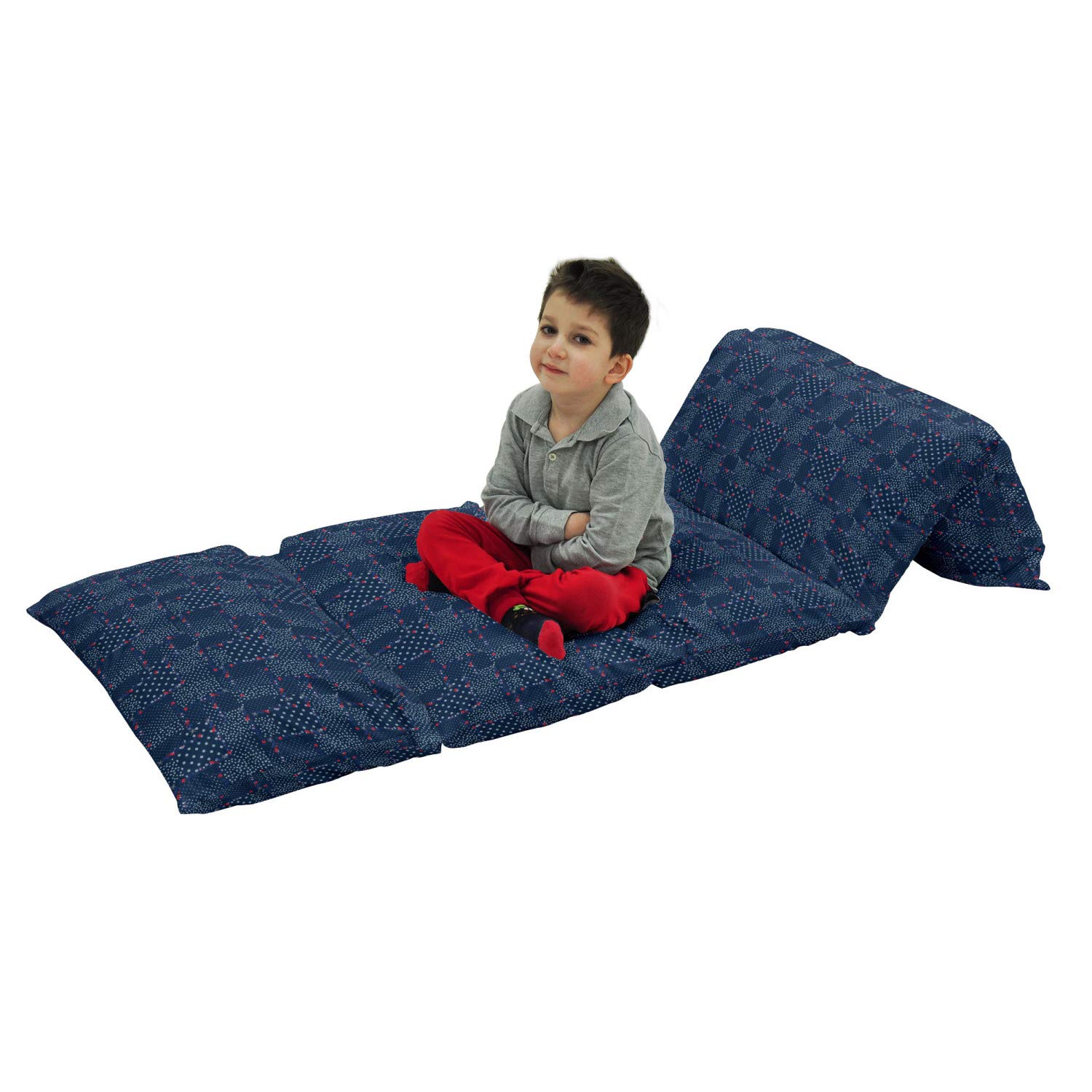 Ambesonne Abstract Floor Pillow Lounger Cover - Dark Violet Blue & Multicolor Symmetrical Dots Roses Pattern - 88