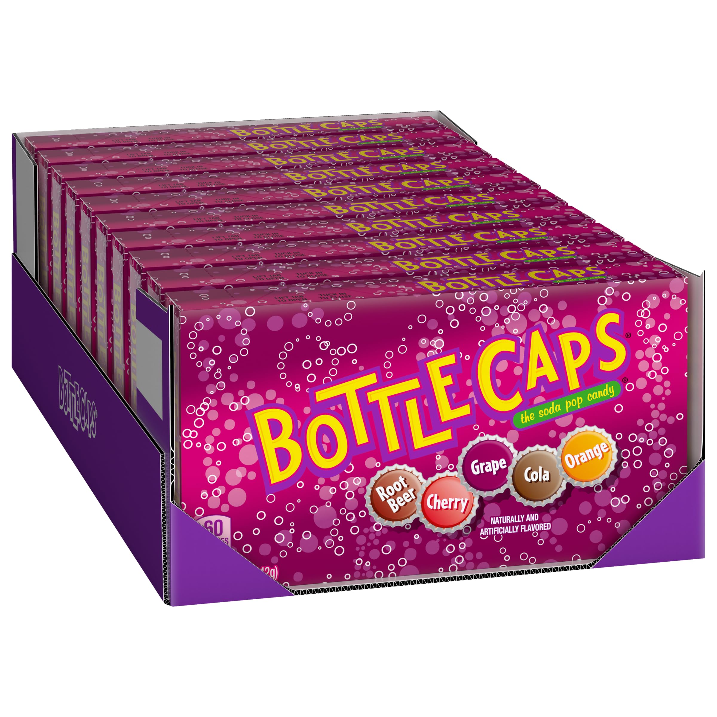 Wonka Bottle Caps Fizzy Hard Candy - 5oz Theater Candy Boxes (Pack of 10) | Bulk Movie Theater Style Candy for Parties, Halloween Treats & Nostalgic Snacking