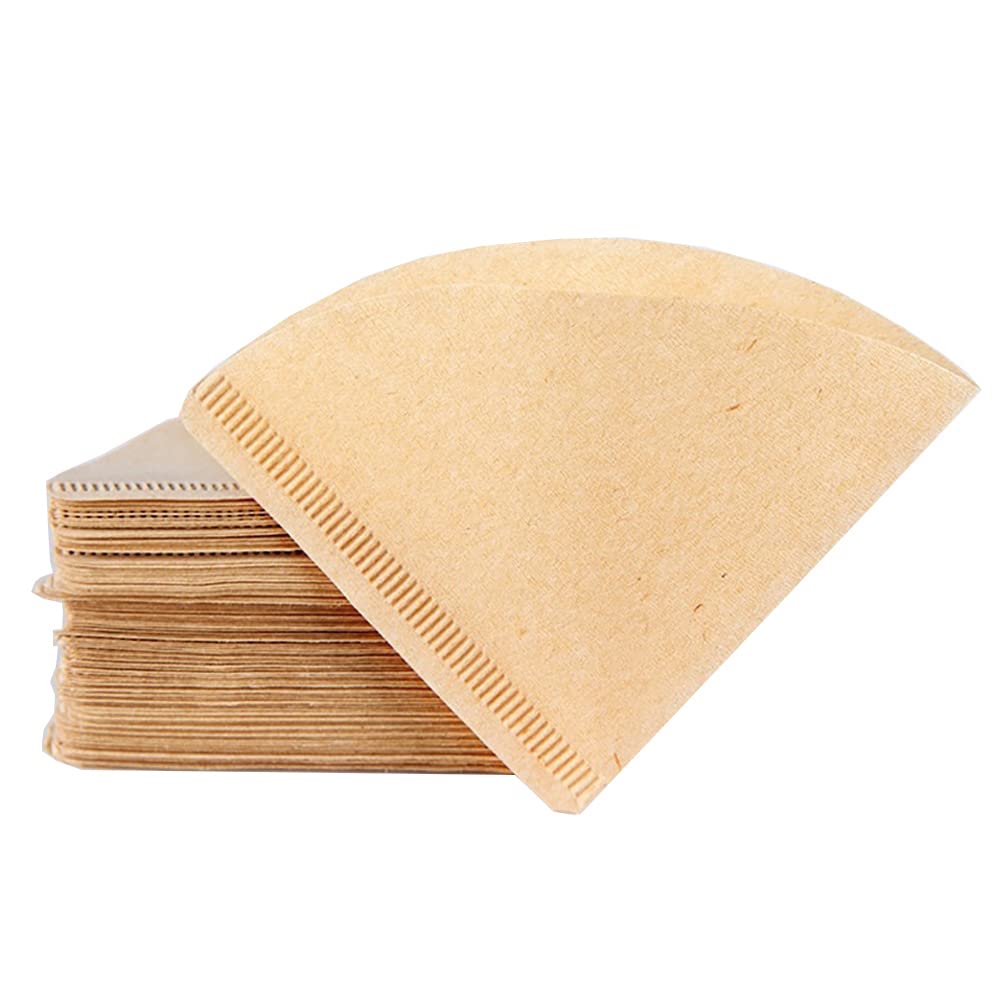 100 Pcs Natural Unbleached Paper Coffee Cone Filters - Compatible with Most Coffee Makers, Perfect for Home, Office & Cafeterias - Brew Delicious Coffee Easily