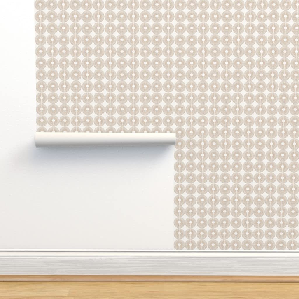 Peel & Stick Wallpaper Swatch - Beige Taupe Minimal Circles Earthy Boho Geometric Modern Removable Wallpaper | Perfect for Bedroom, Living Room & Nursery Decor