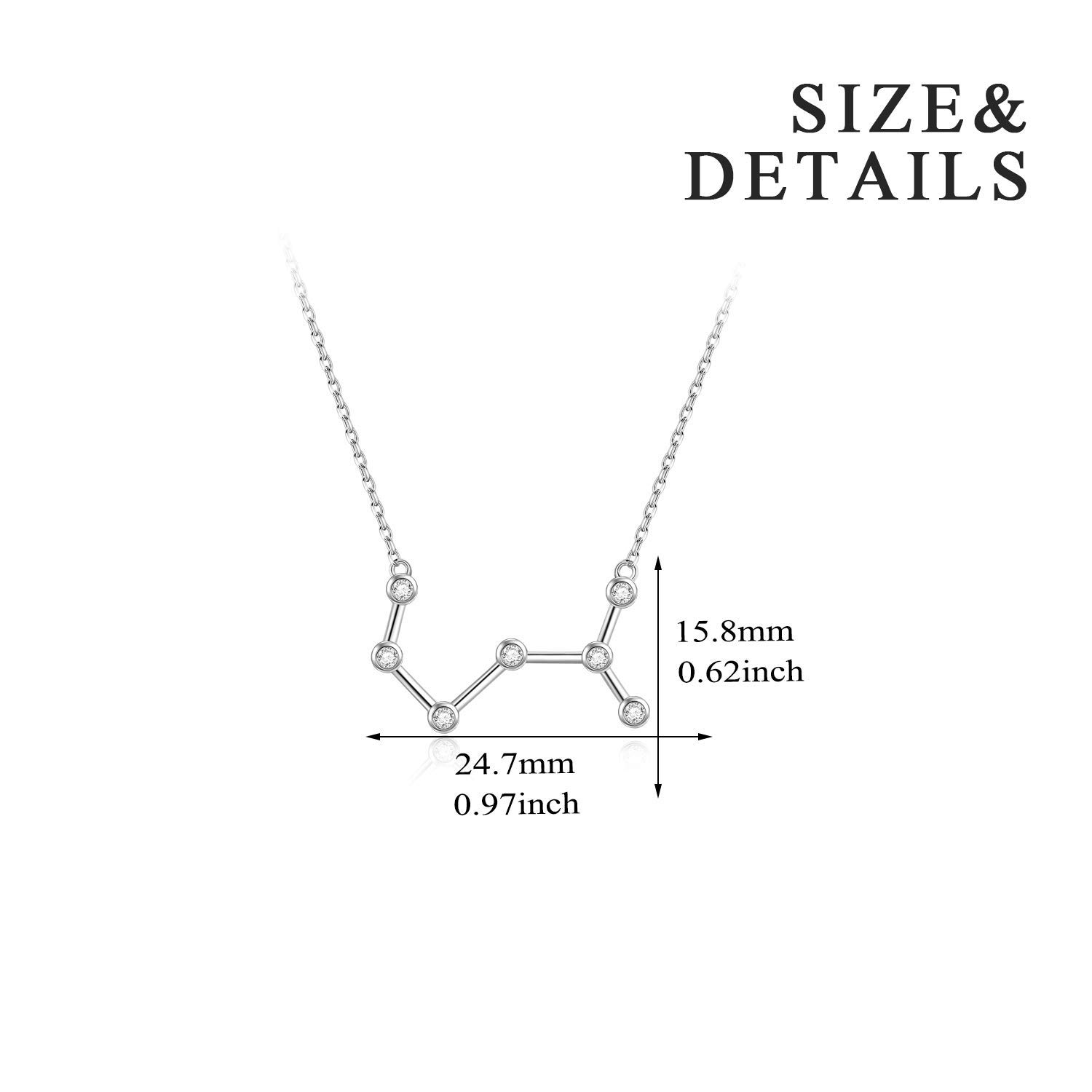 AOBOCO Sterling Silver Zodiac Necklace with Austrian Crystals - 12 Constellation Horoscope Astrology Pendant for Women | Perfect Birthday, Anniversary & Spiritual Gift for Her | Elegant Everyday Wear & Special Occasion Jewelry