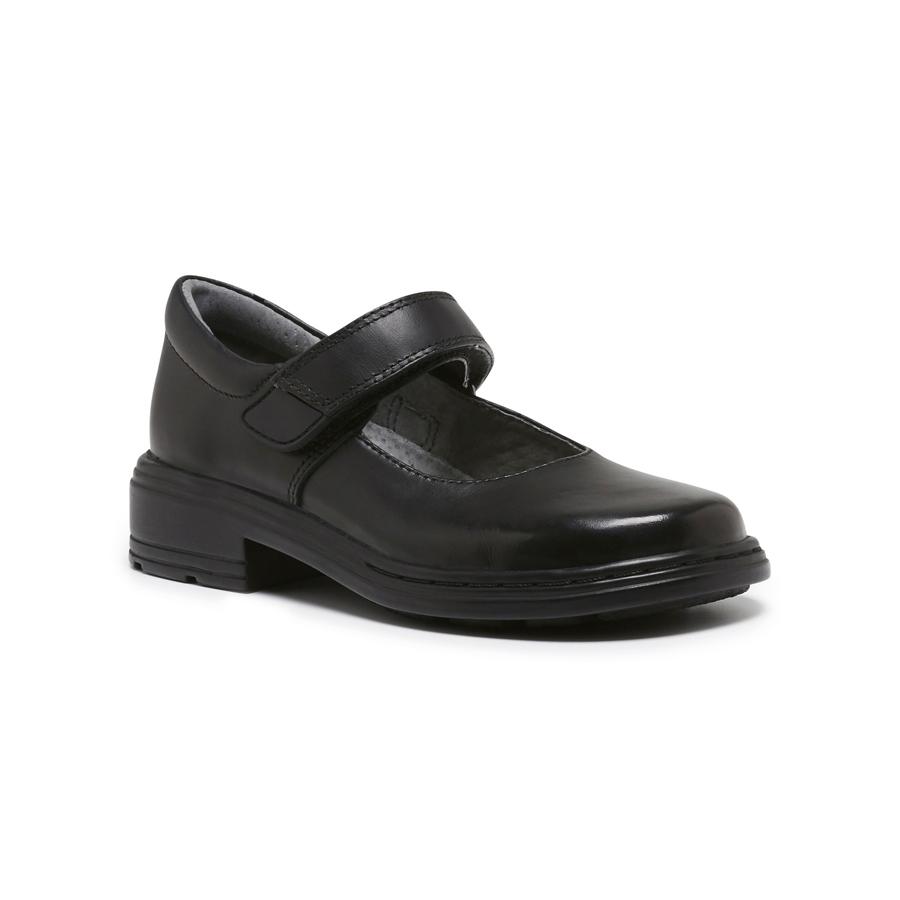 CLARKS Junior Indulge Mary Jane Triple Black Leather Shoe for Girls - Comfortable & Stylish (Width E) - Perfect for School, Parties & Everyday Wear