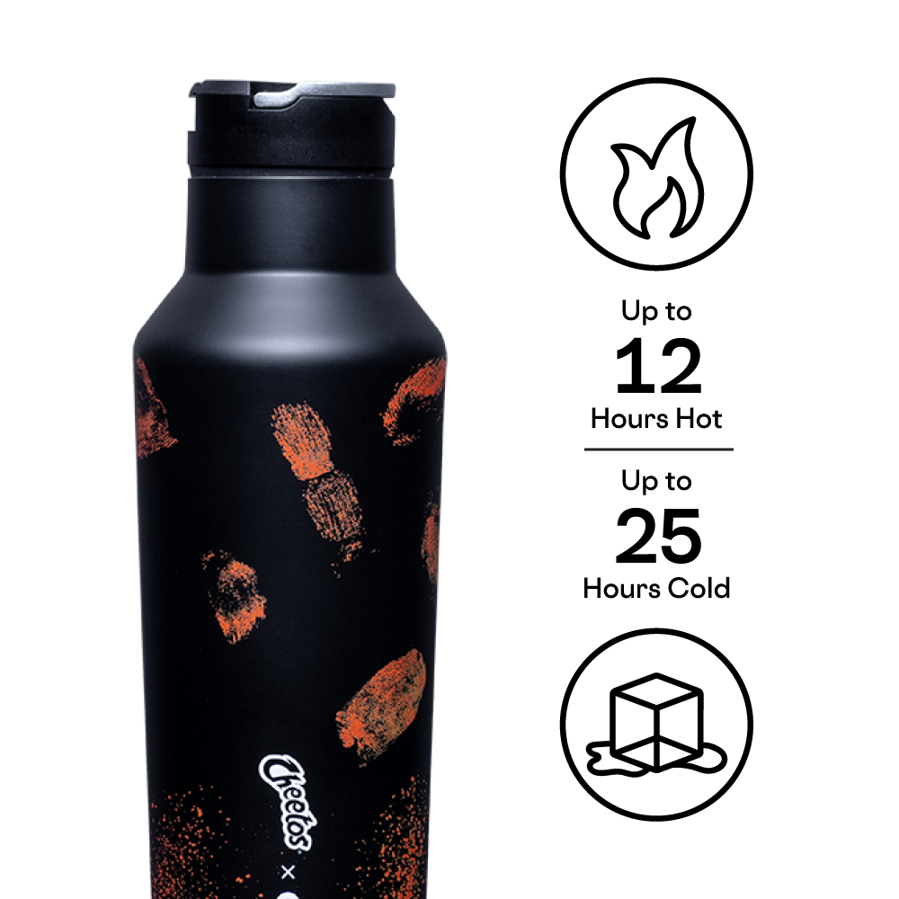 Cheetos x Corkcicle Insulated Stainless Steel Sport Canteen Water Bottle - 20oz Leakproof & BPA-Free for Gym, Hiking & Outdoor Adventures