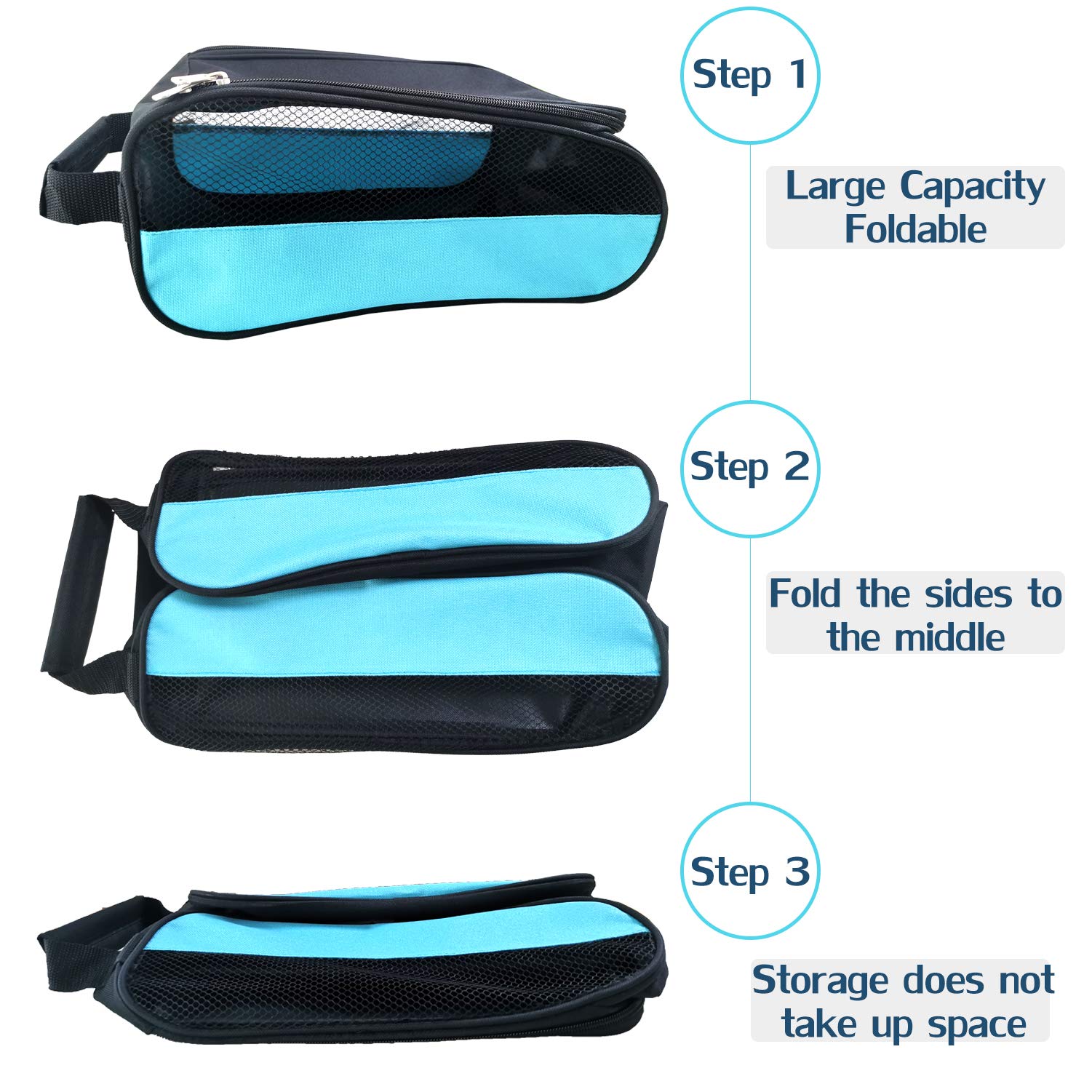 **Waterproof Golf Shoe Bag for Men & Women - Zippered Travel Sports Shoe Organizer (Sky Blue) - Perfect for Golf Courses, Gym Locker & Airplane Travel**