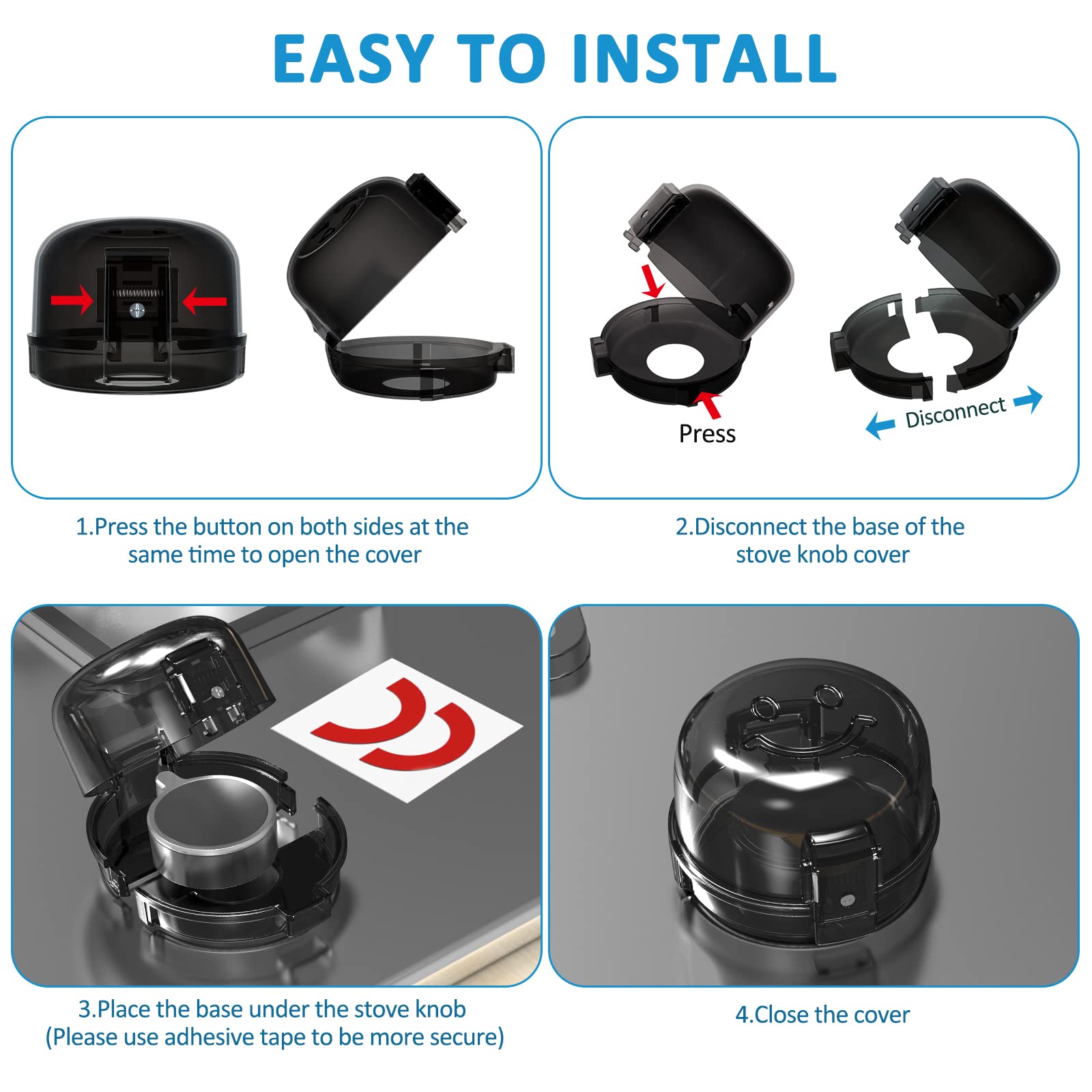 Child Safety Stove Knob Covers - 5 Pack Universal Baby Proofing Gas Oven Knob Protectors with Double-Key Lock Design | Prevent Toddler Burns & Accidents in Kitchen, Daycare or Restaurant
