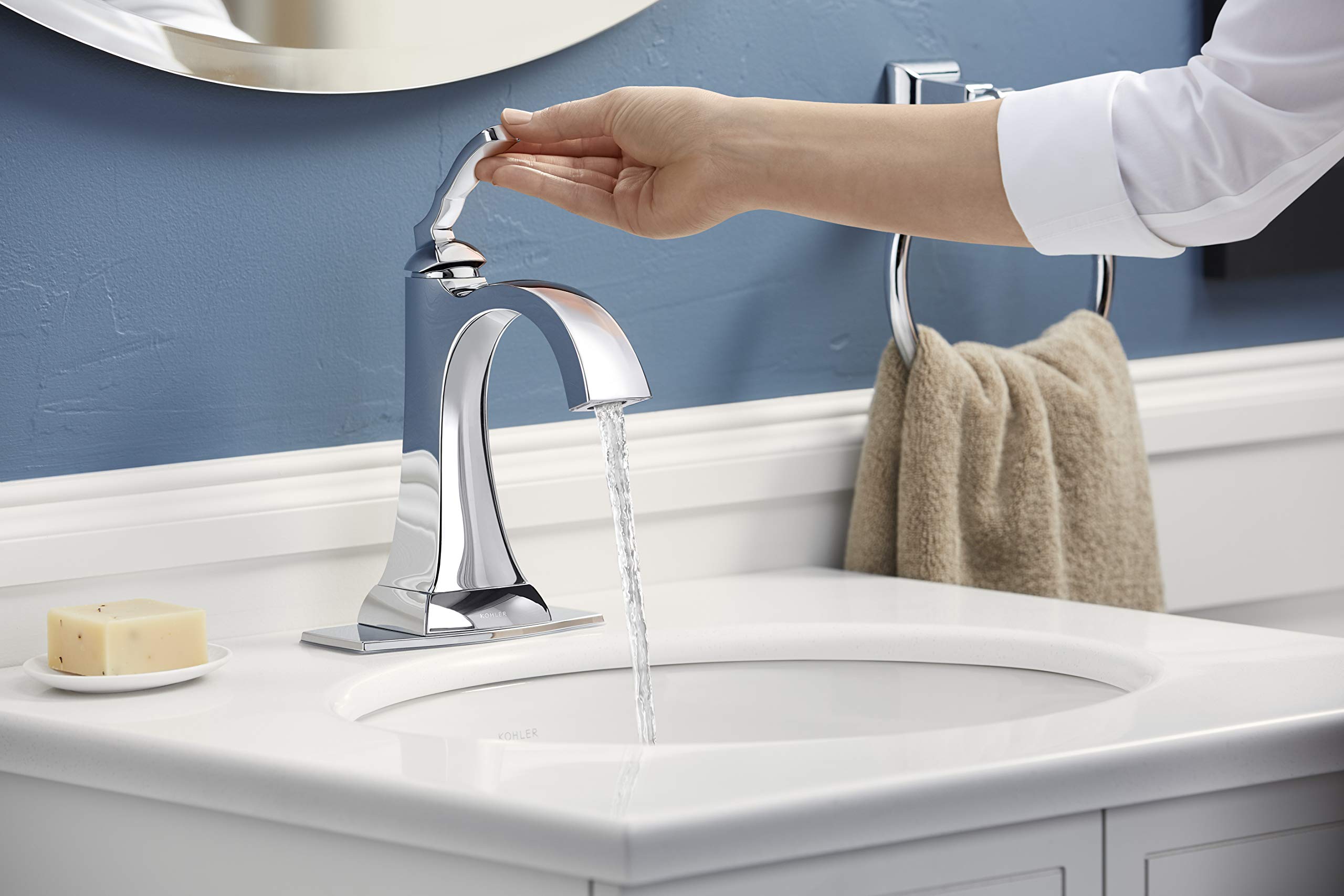 KOHLER RIDGEPORT™ Single Control Bathroom Sink Faucet - Modern Waterfall Spout Design for Vanity & Powder Room Installation (Oil Rubbed Bronze Finish)