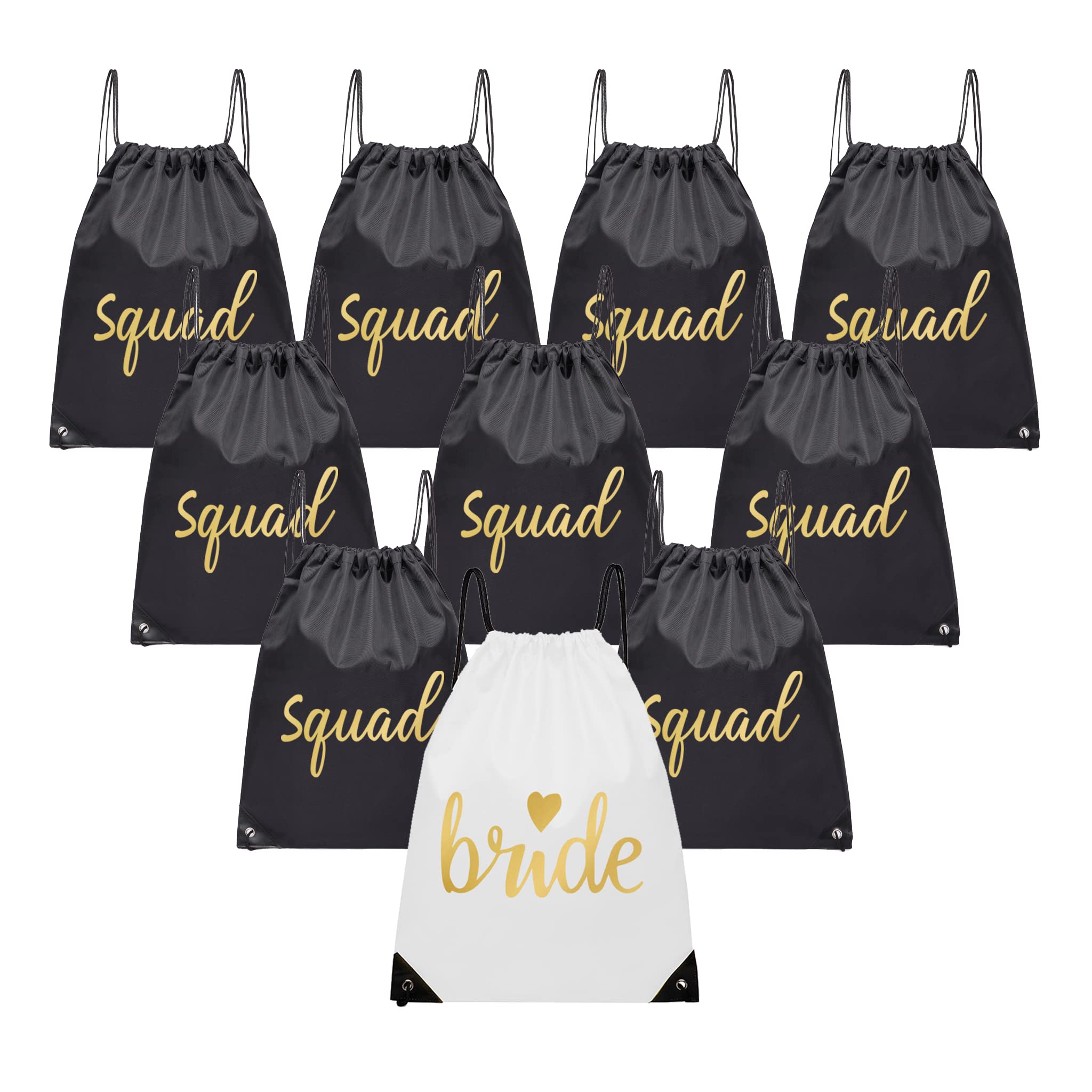 LADY&HOME 10-Pack Bridesmaid Drawstring Bags - Wedding Party Favor Gifts for Bachelorette, Bridal Shower & Rehearsal Dinner (Black) - Perfect for Bridal Party Favors, Guest Gifts & Wedding Accessories