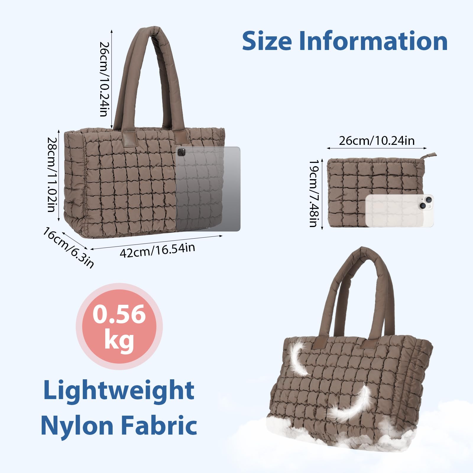 Juoxeepy Quilted Puffer Tote Bag for Women - Stylish Laptop Work Bag with Multiple Compartments | Perfect for Office, Business Travel & College (15.6 Inch)