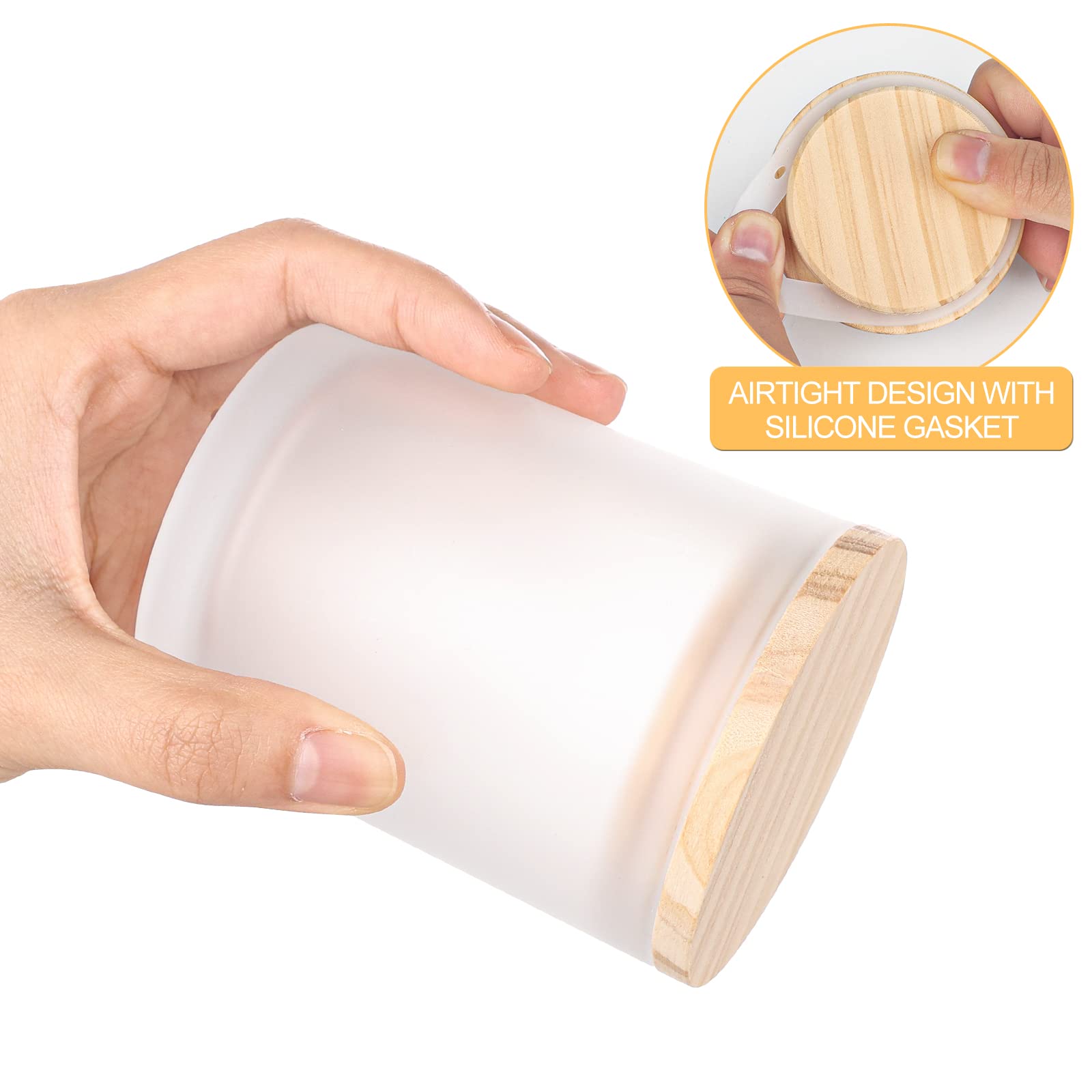 16-Pack 7oz Thick Frosted White Candle Jars with Wooden Lids - DIY Candle Making Supplies, Empty Sample Containers for Home Fragrance, Wedding Favors & Gift Packaging (Perfect for Aromatherapy, Party Decor & Craft Projects)