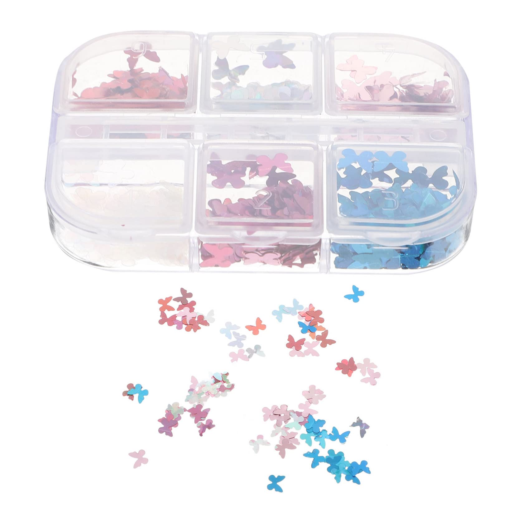 FRCOLOR 4 Boxes Nail Art Decorations - 3D Butterfly Sequins, Flatback Rhinestones, Glitter Nail Gems & Snake Stickers for Manicure | DIY Nail Design for Parties, Weddings, Halloween & Special Occasions