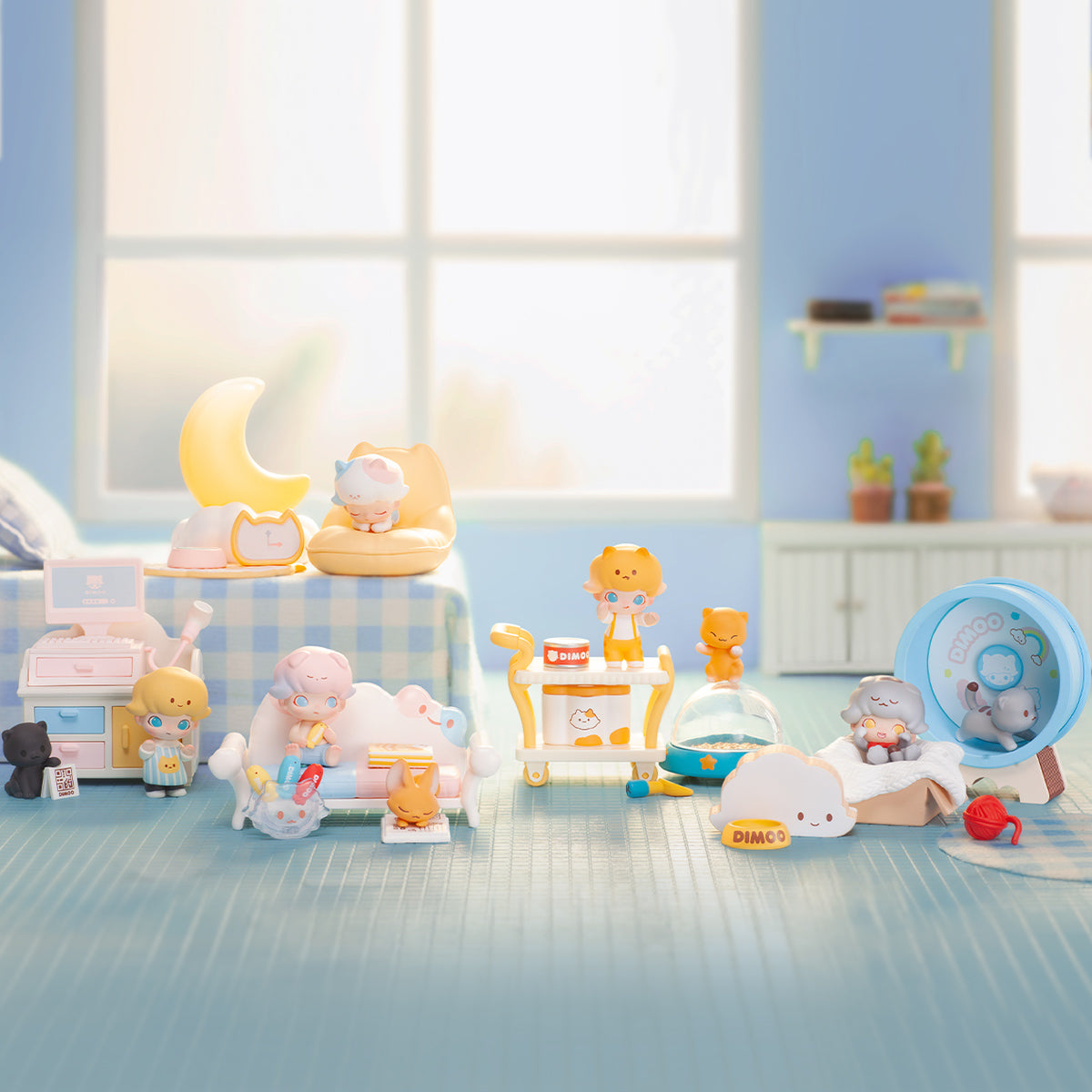 Dimoo Cat Paradise Series Collectible Figure - Cute Cat-Themed Prop for Home Decor, Shelf Display & Anime Collections
