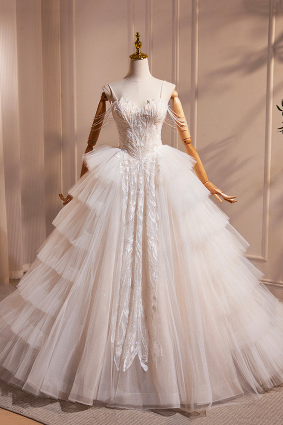 Elegant Champagne Spaghetti Strap Dress for Women - Perfect for Weddings, Parties & Evening Events