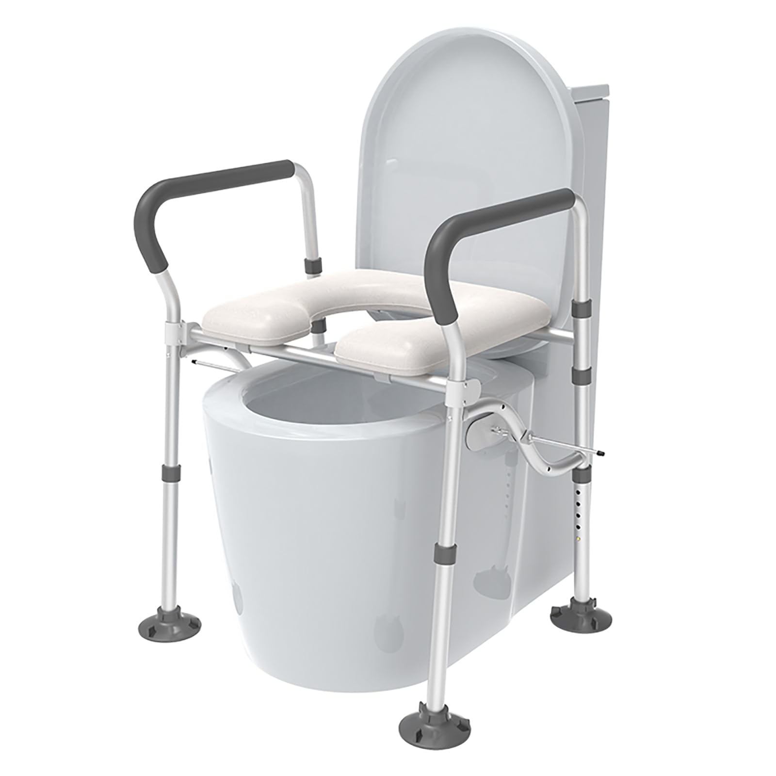 **Soft Padded Raised Toilet Seat with Handles - Adjustable Height Toilet Seat Riser for Seniors, Elderly, Pregnant & Handicap - Bathroom Safety Frame with Non-Slip Grip - Ideal for Post-Surgery, Mobility Issues & Home Care**    *(Use Cases: Perfect for elderly care, post-surgery recovery, pregnancy support, and handicap accessibility at home.)*