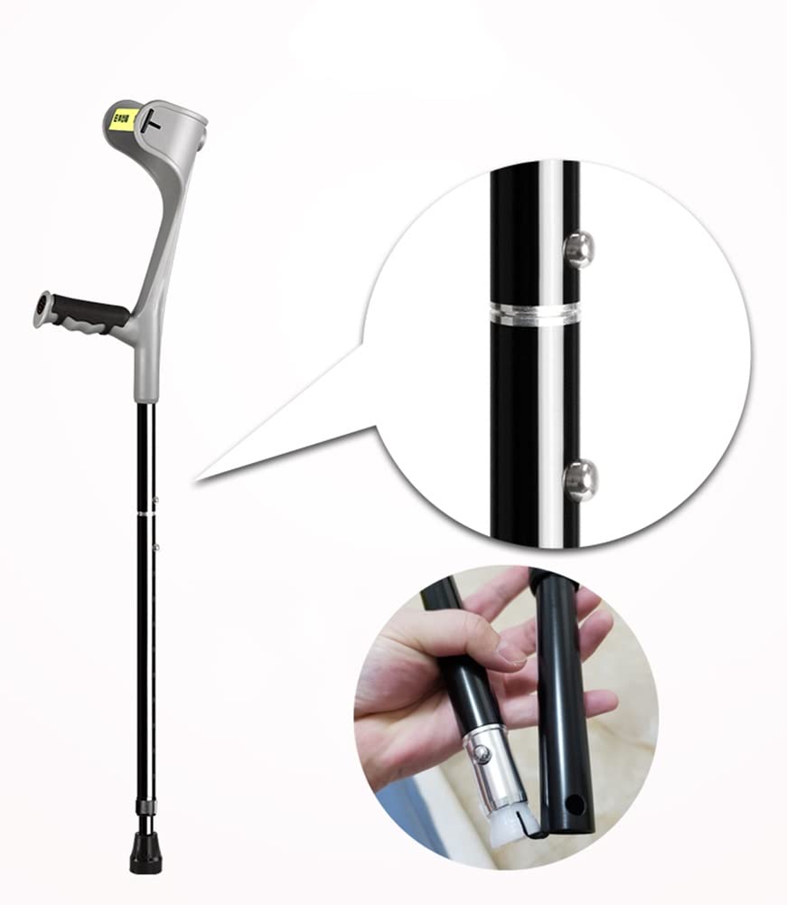 Foldable Forearm Crutches for Adults - Adjustable Aluminum Crutches (150-196cm Height Range) - Black - Ideal for Injury Recovery, Mobility Assistance & Daily Use
