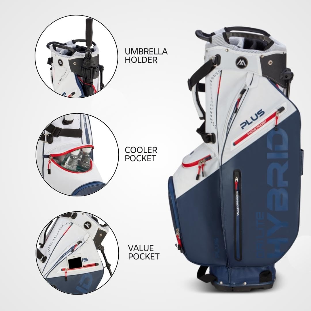 Big Max Dri Lite Hybrid Plus Golf Bag - Lightweight Waterproof Cart Bag with 14-Way Divider, 10 Storage Pockets & Sturdy Leg Locks | Push Cart Compatible | Perfect for Golf Tournaments, Driving Range & Weekend Golf Outings