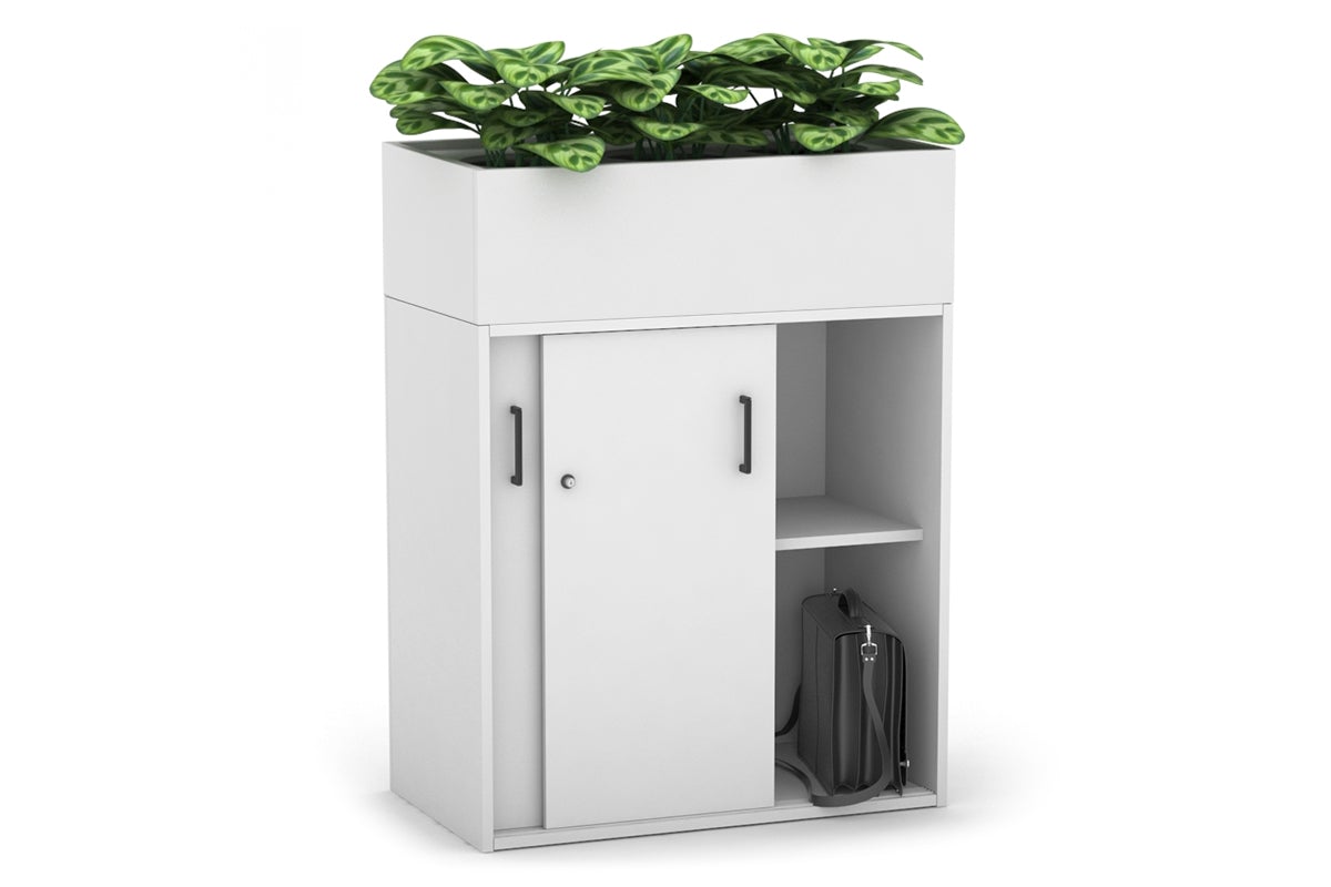 Uniform Medium Credenza with Planter Box - 800W x 1125H x 428D - Modern Storage Cabinet for Living Room, Bedroom or Office - Perfect for Home Organization and Indoor Plant Display