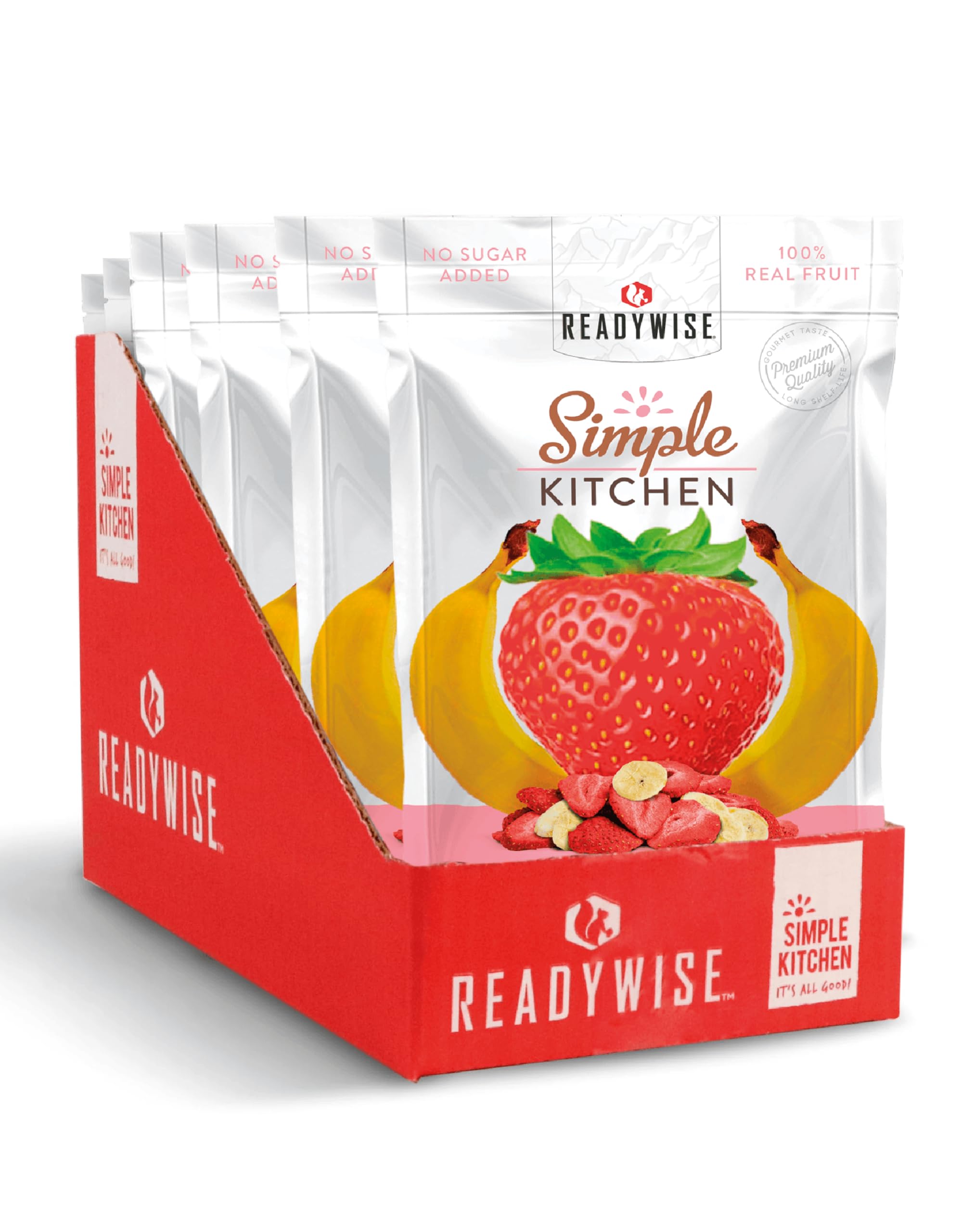 Freeze-Dried Strawberries & Bananas Snack Pack - 24 Servings, 6 Pack | Gluten-Free, Vegetarian Survival Food | Pre-Workout Energy Boost, Healthy On-the-Go Snacks for Hiking, Camping & Emergency Preparedness