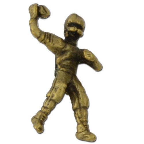 Vintage Antique Brass Football Player Lapel Pin - Team Captain Gift, Varsity Jacket Accessory - Perfect for Hats, Backpacks, Collectors - Great for Game Day, Fan Events & Sports Memorabilia Display