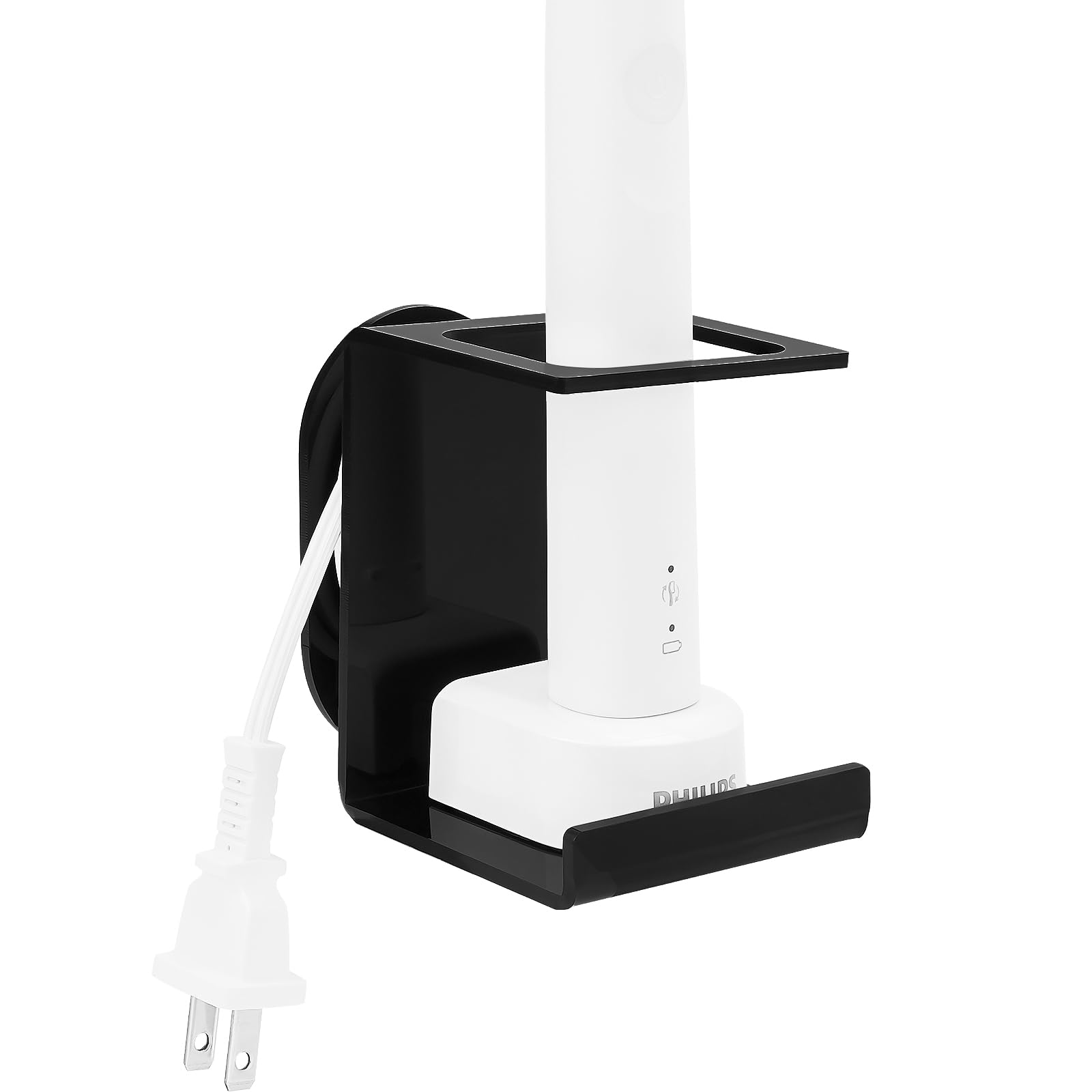 Wall Mounted Electric Toothbrush Holder with Charger Organizer - Self Adhesive Bathroom Storage for Oral-B, Philips Sonicare & More - Perfect for Medicine Cabinets, Dorms, RVs (Black) - Keep Your Countertop Clutter-Free