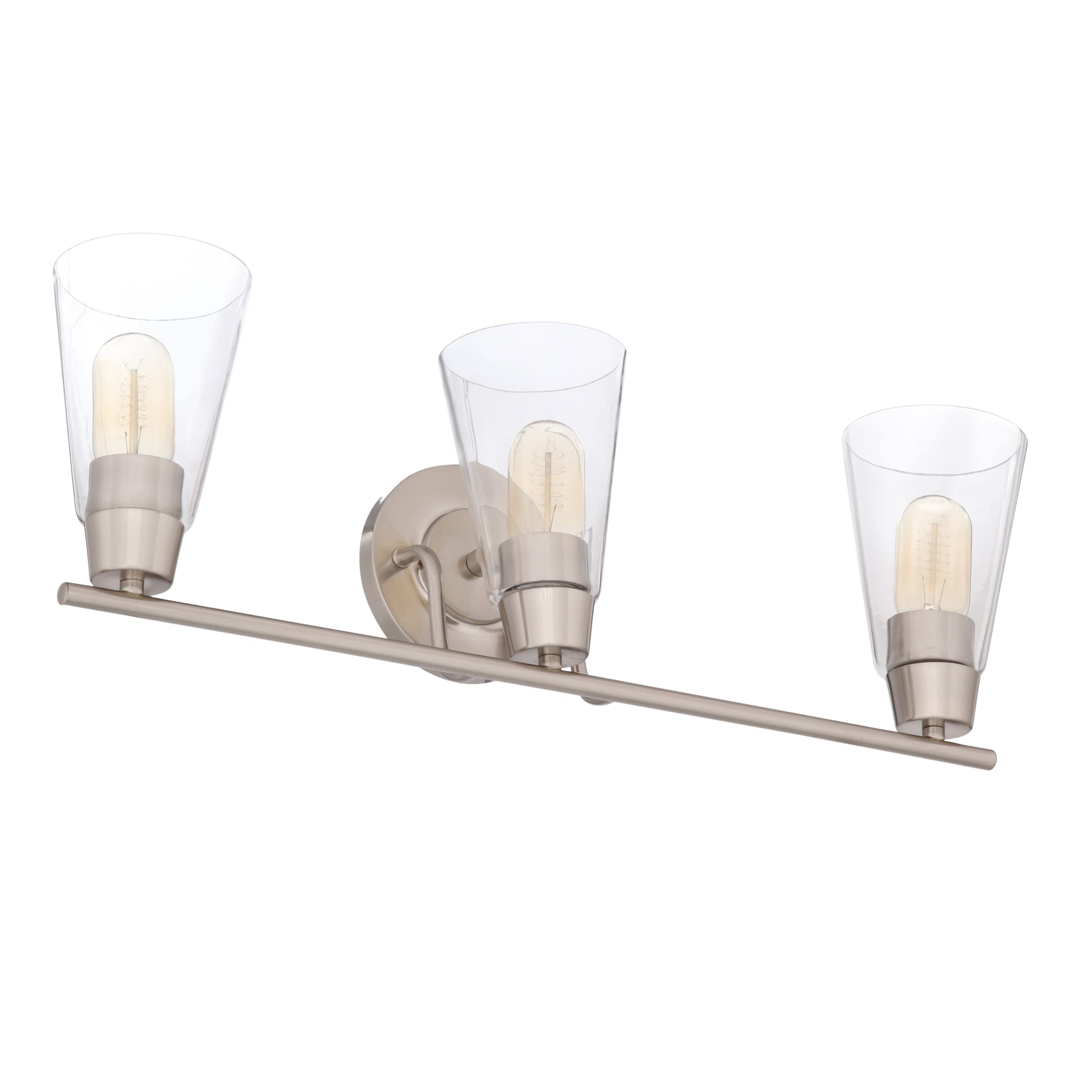 Designers Fountain Echo 3-Light Bathroom Vanity Lighting Fixture in Satin Platinum (87803-SP) - Perfect for Modern Bathroom, Powder Room, and Master Suite Decor